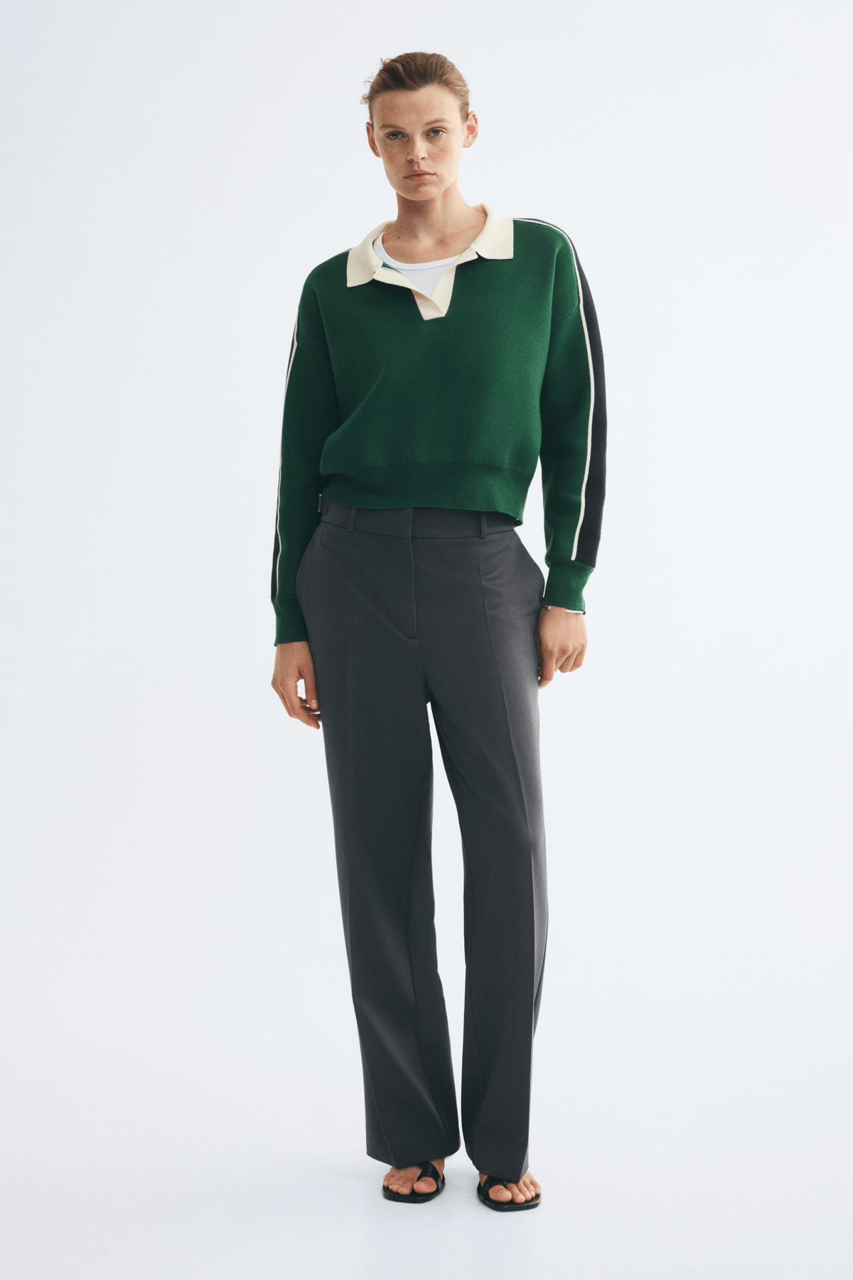 Women's Dark grey Straight twill trousers - View 2 - Superr*