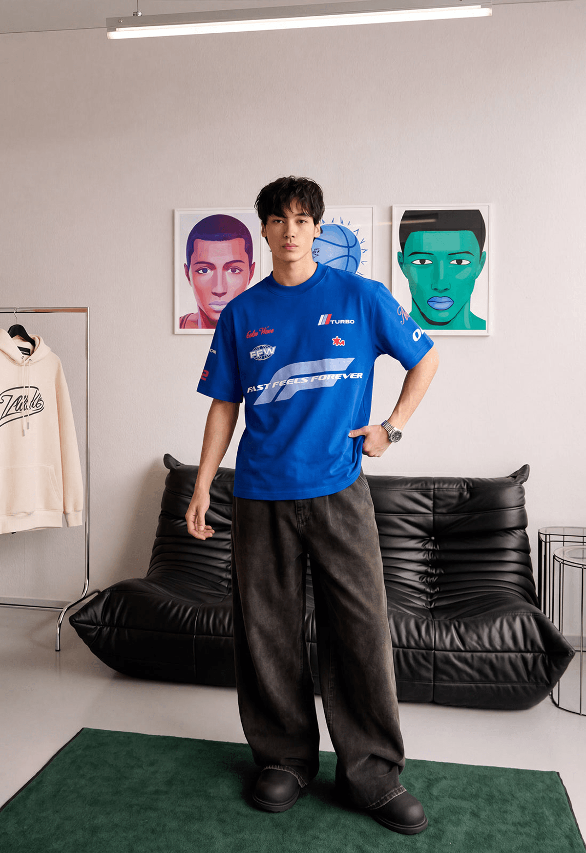 Fast Feel Blue Heavyweight Oversized T-Shirt - View 3 - Superr*