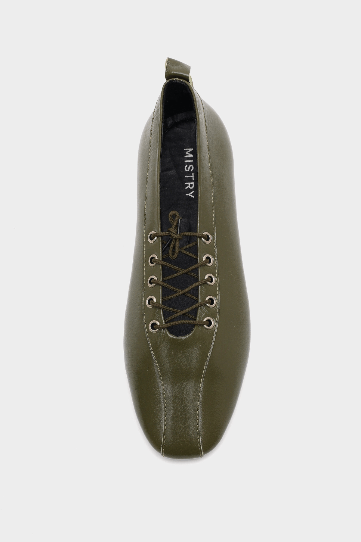 Lace-Up Ballerinas In Olive Green - View 2 - Superr*