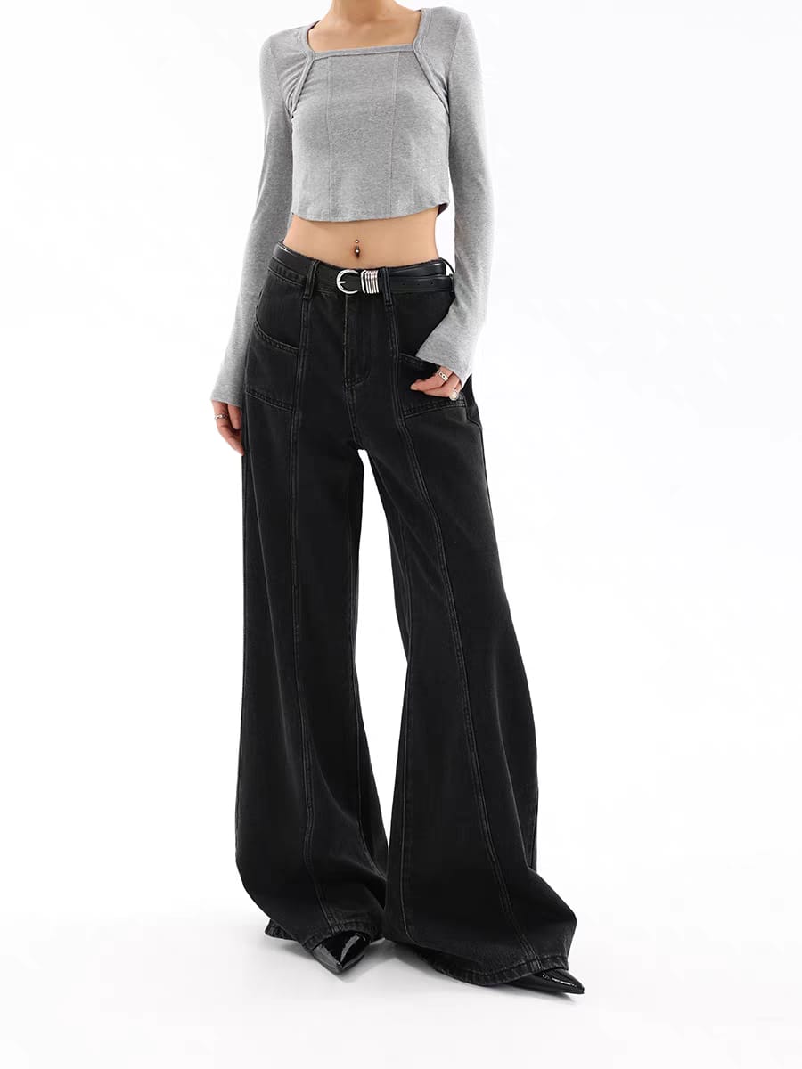 Black Chrome Extra Wide Leg Jeans - View 4 - Superr*