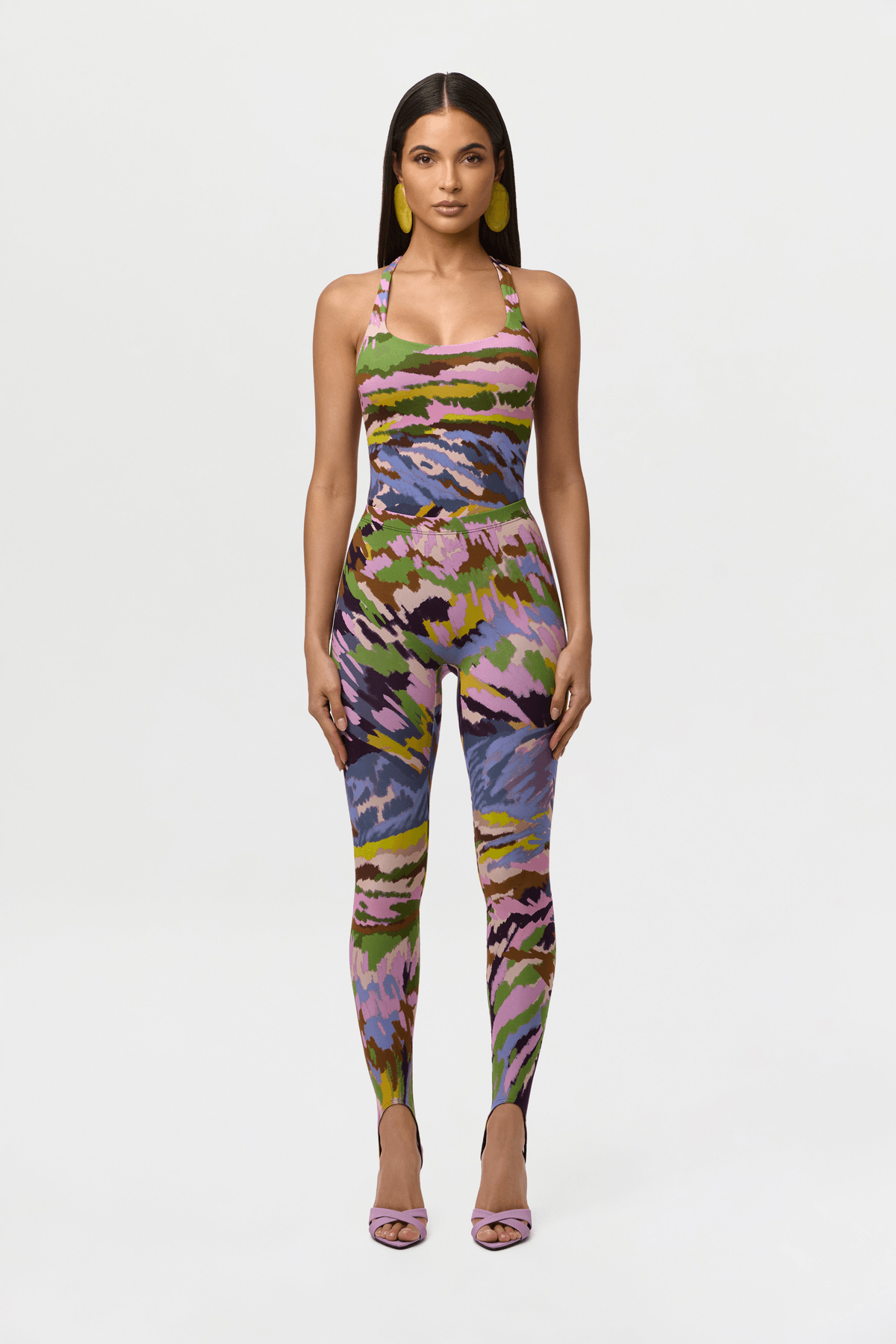 Naked Print Racerback Scoop Tank Bodysuit - View 3 - Superr*