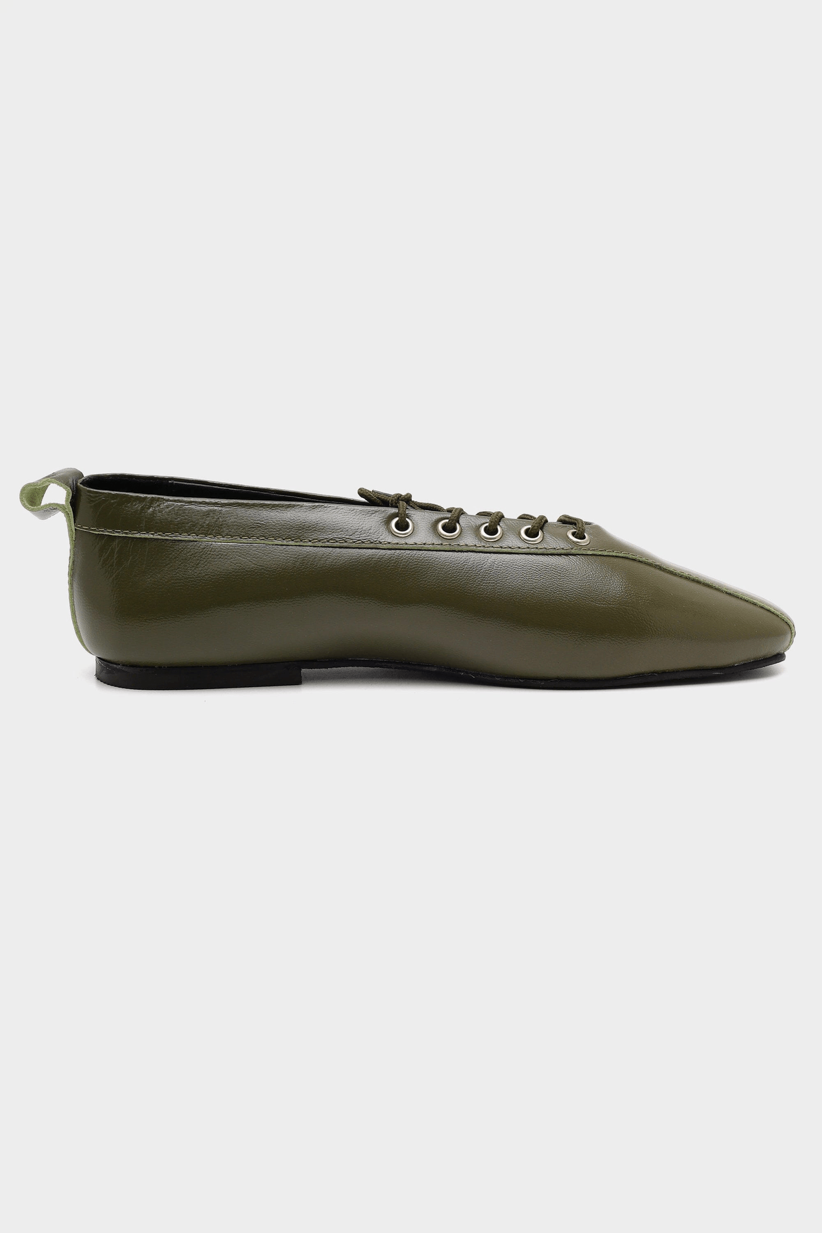 Lace-Up Ballerinas In Olive Green - View 3 - Superr*
