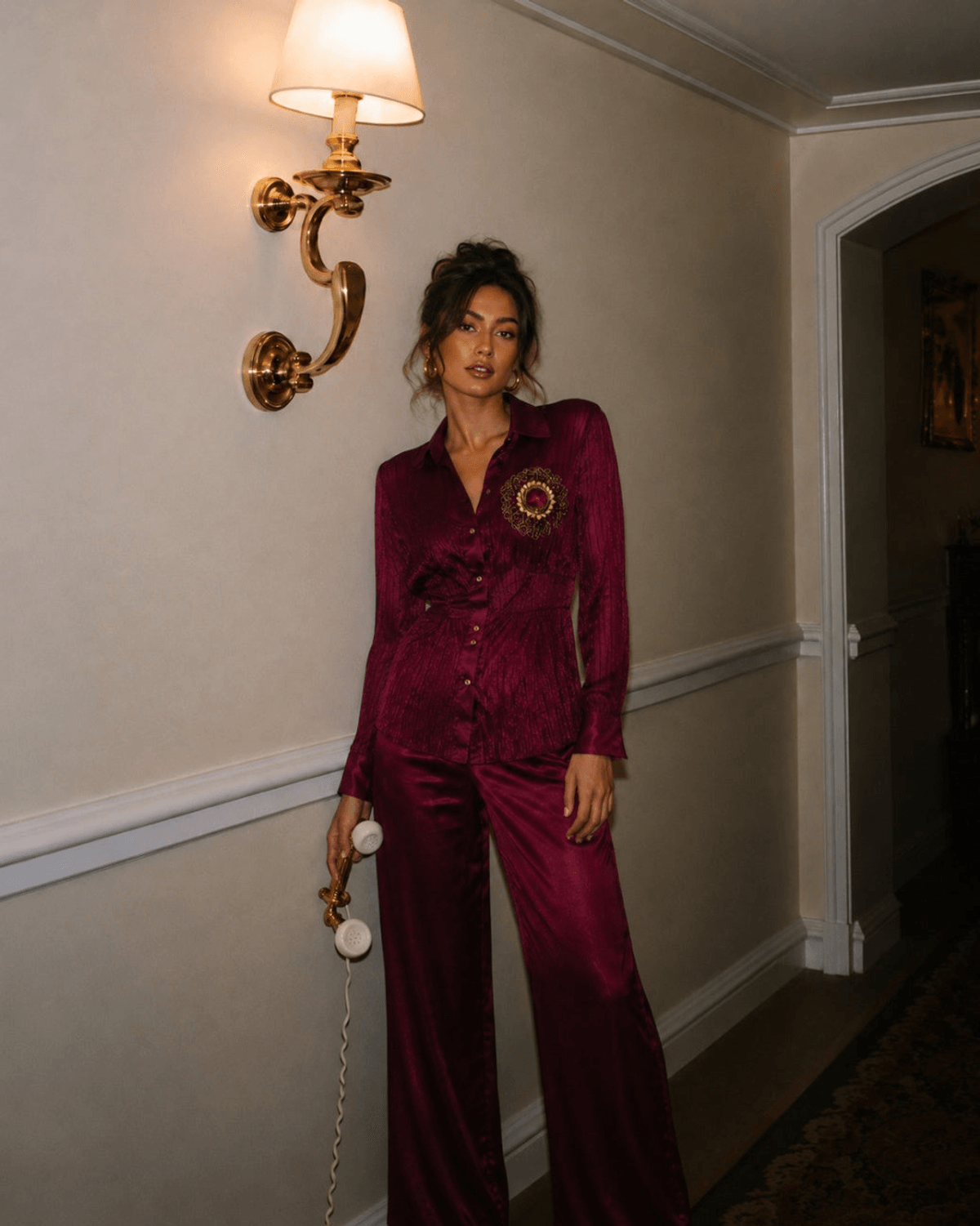 Mirabelle Satin Set (Maroon) - View 2 - Superr*