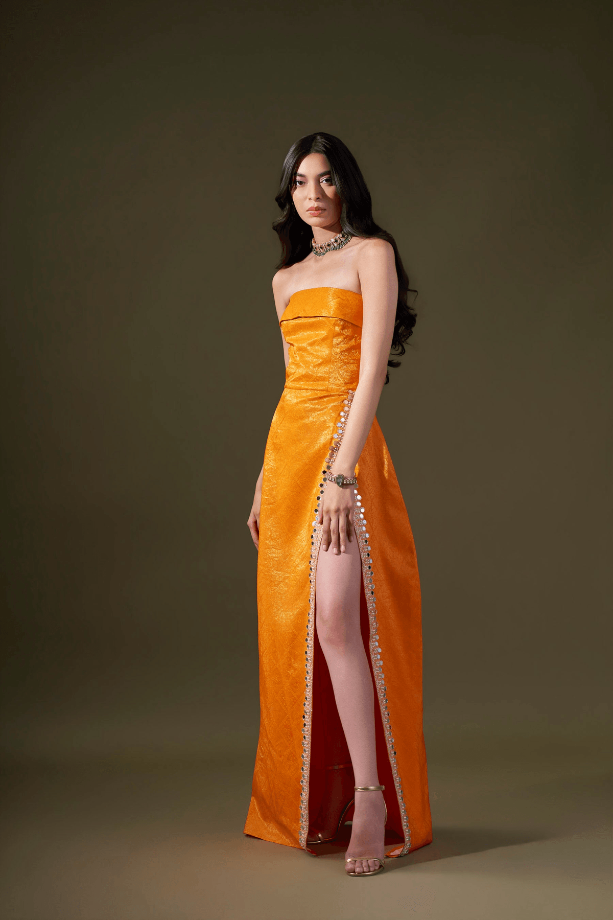 Orange Long Tube Dress - View 3 - Superr*
