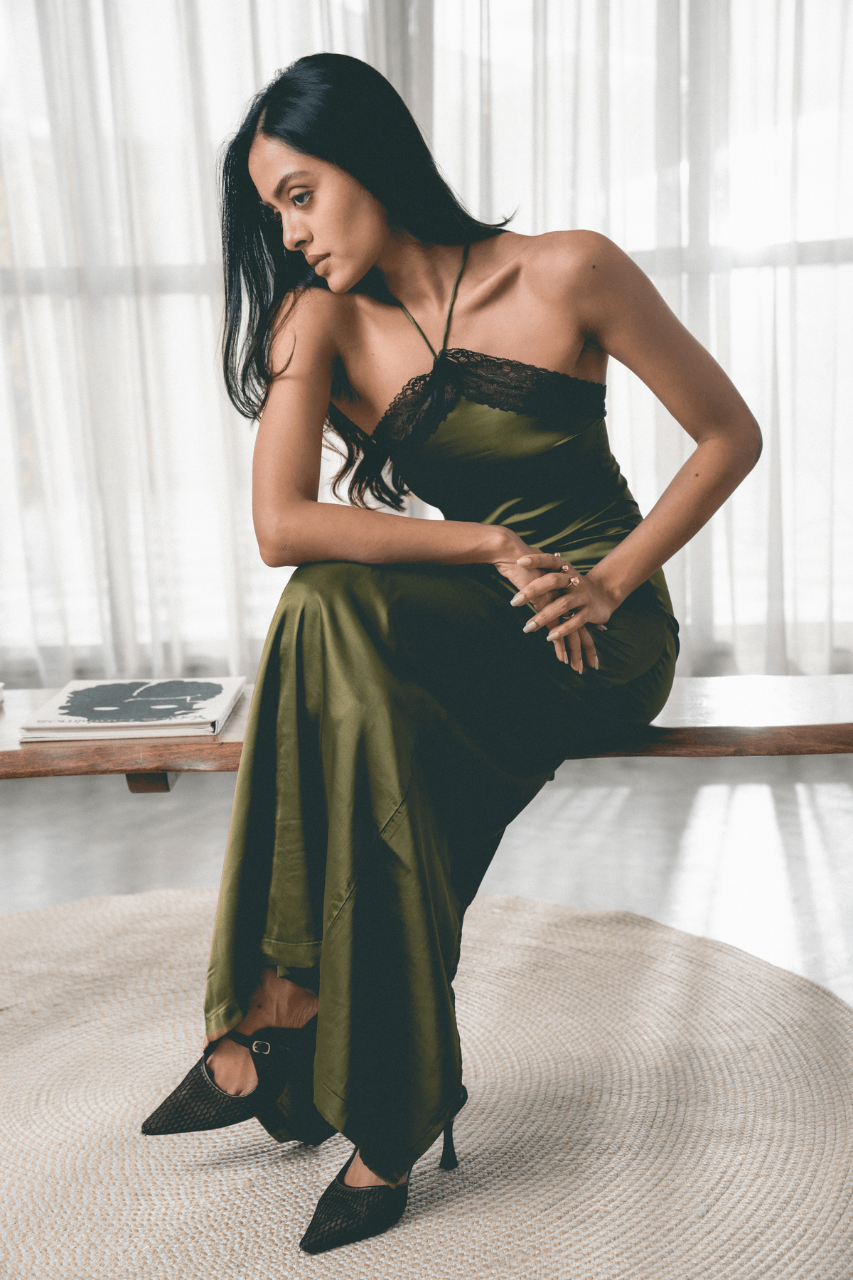 Satin Halterneck Maxi - View 3 - Superr*