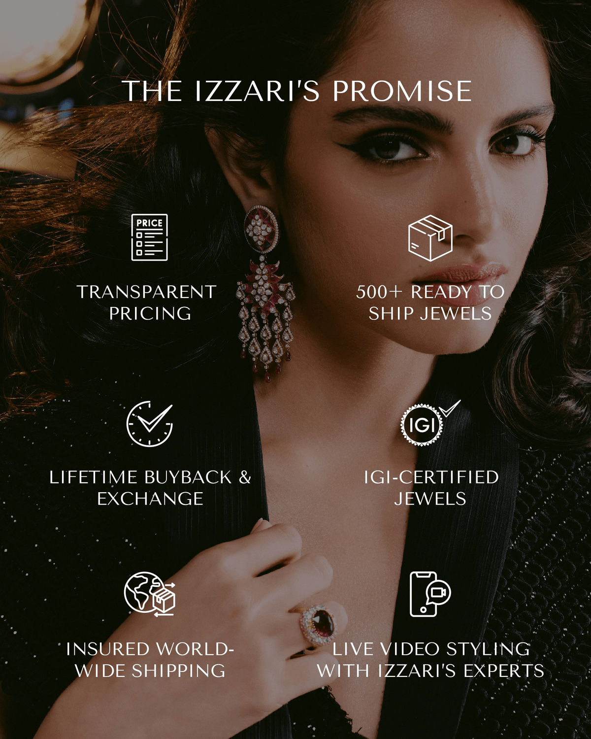 Izzari Roselle Emerald Ruby Floral Earrings - View 4 - Superr*