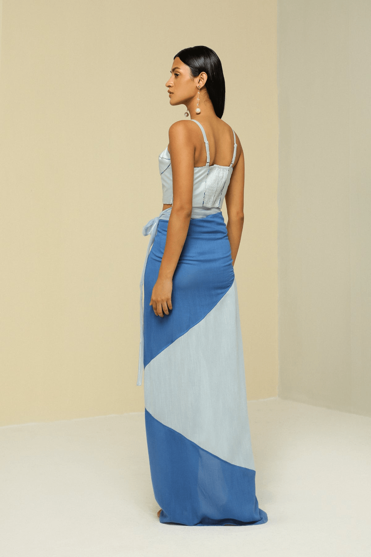COLOR BLOCK WRAP SKIRT - View 3 - Superr*