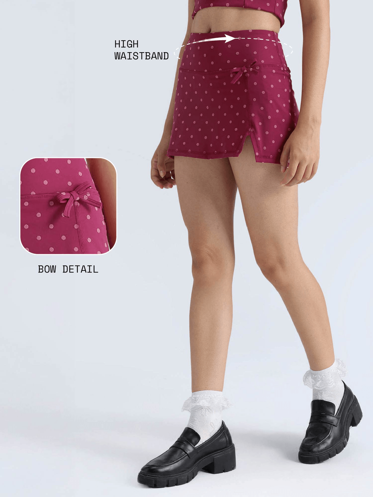 Berry Polka Soft Knot Skorts - View 3 - Superr*