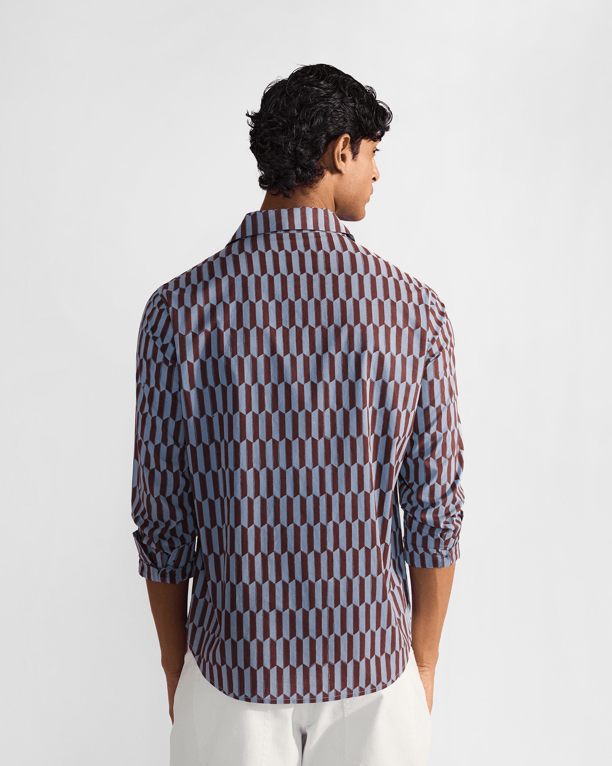Drongo Shirt - Brown & Light Blue Print - View 3 - Superr*