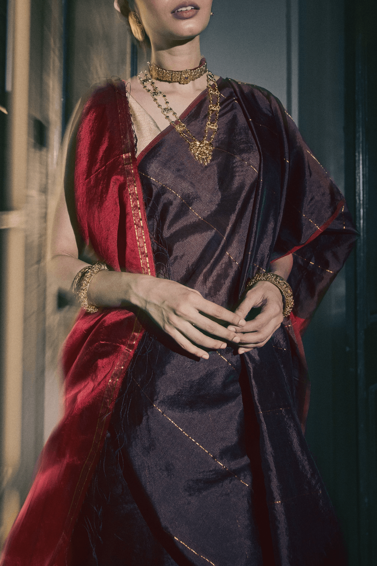 Bimla Maroon Brown Saree - View 4 - Superr*