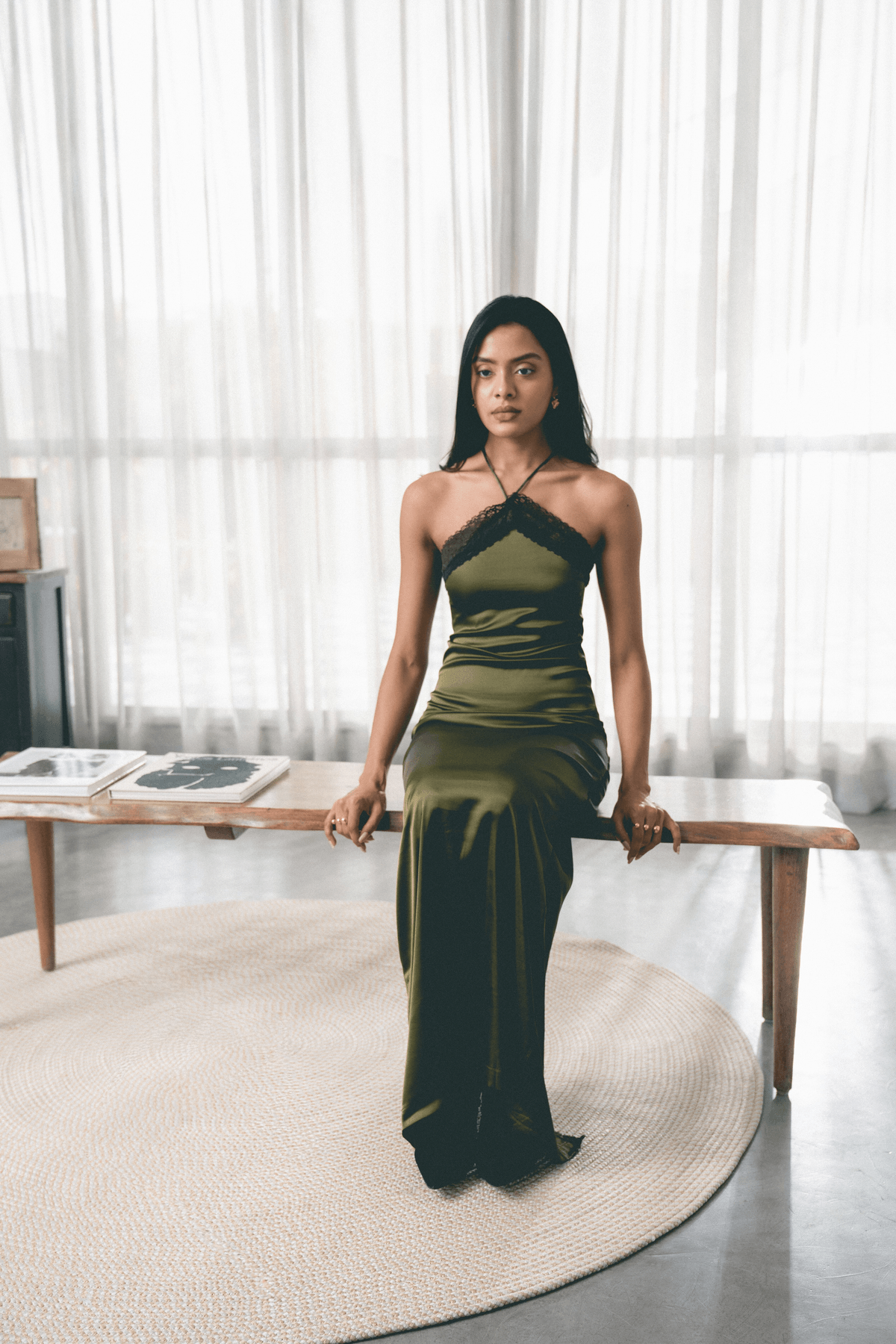 Satin Halterneck Maxi - View 2 - Superr*
