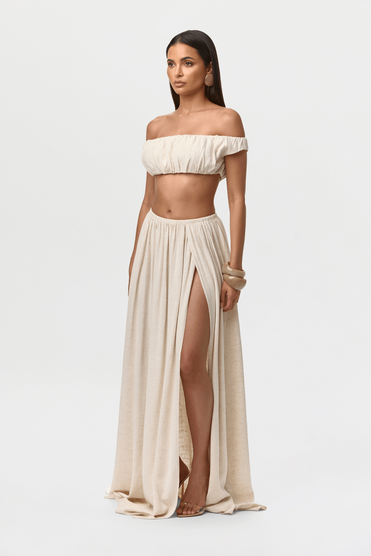 Linen Off-Shoulder Crop Top - View 2 - Superr*