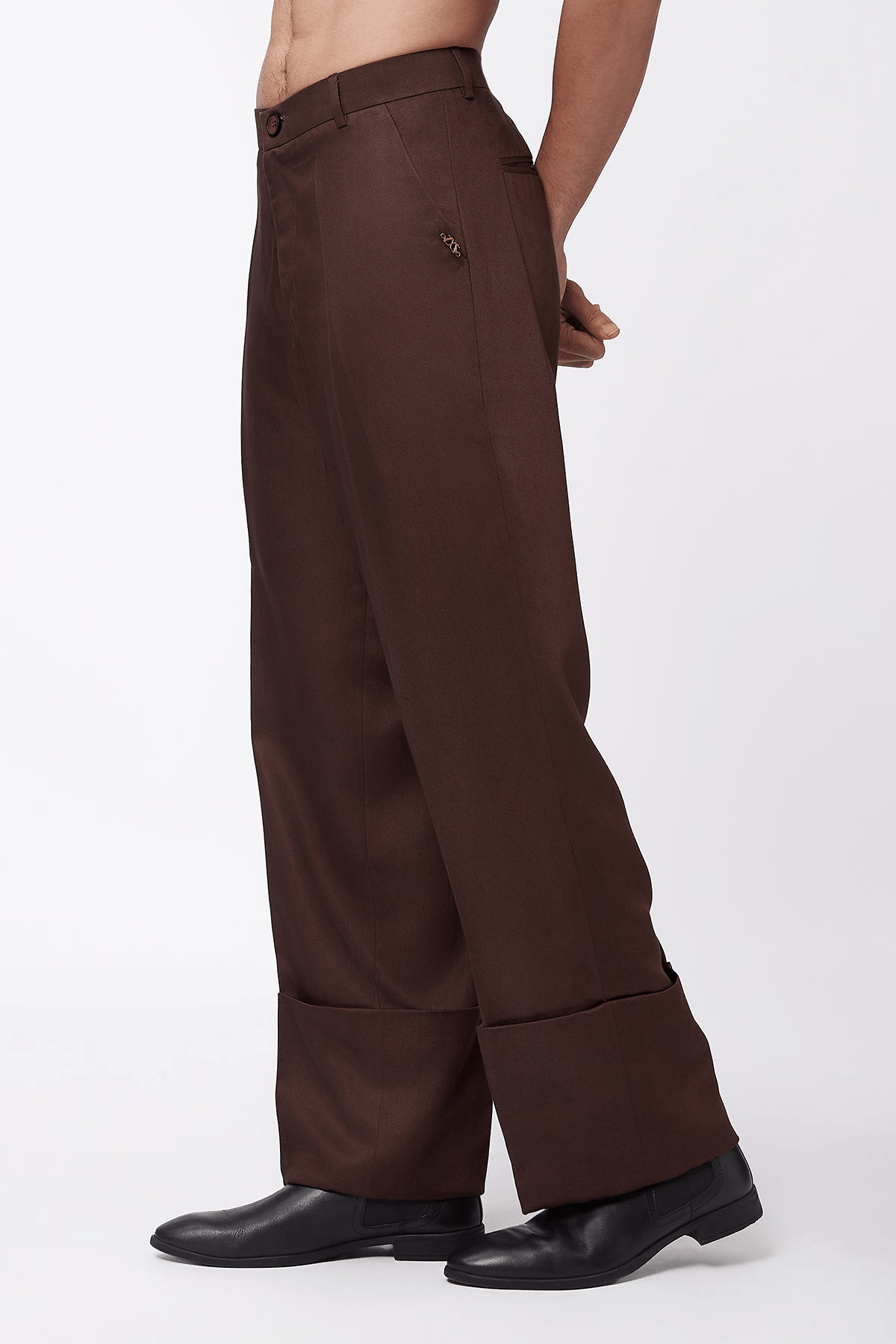 Core Folded Hem Trousers - Brown - View 3 - Superr*