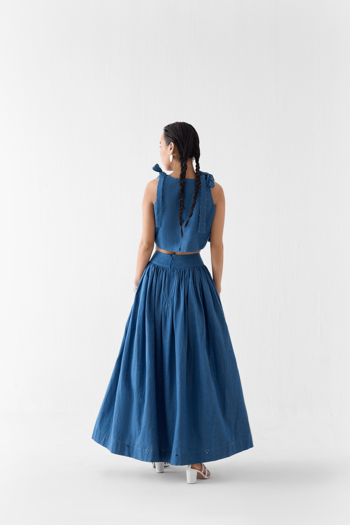 INDIGO CROP TOP & GATHERED SKIRT CO-ORD - View 3 - Superr*