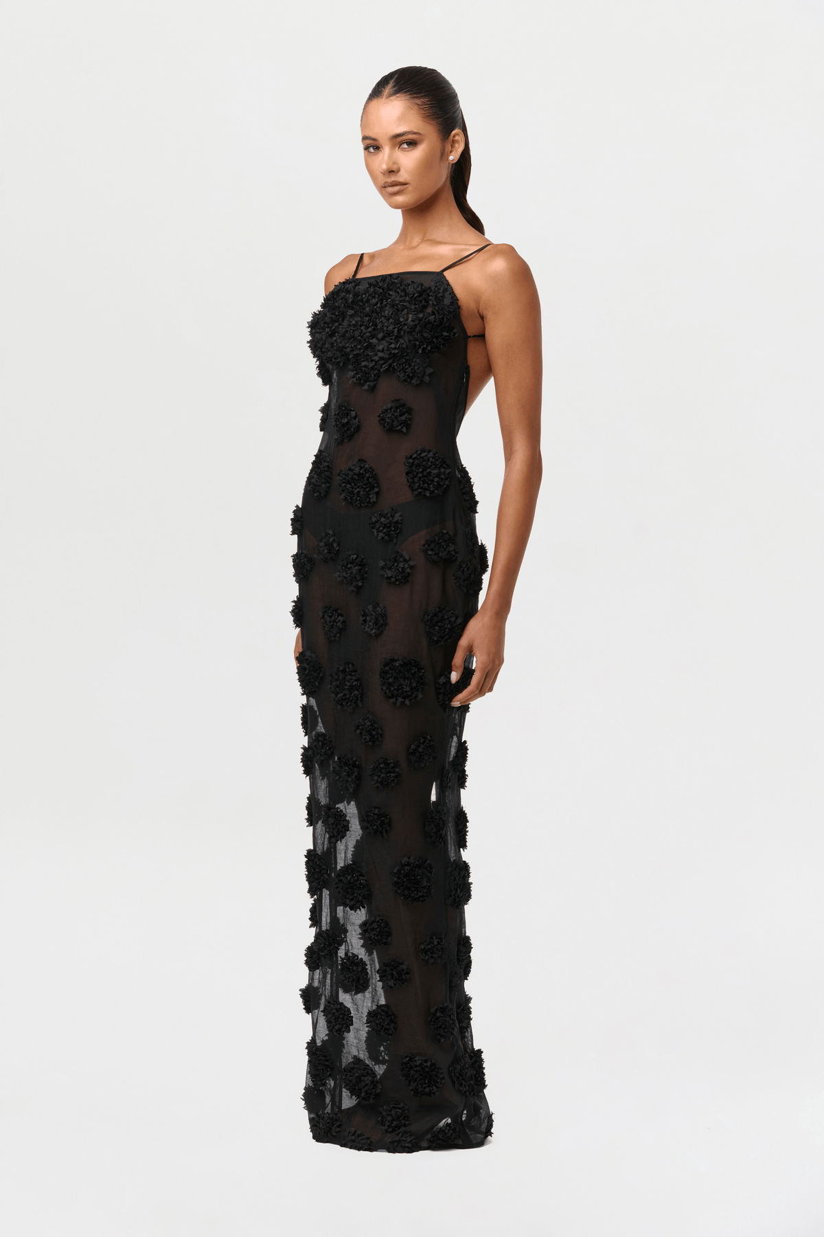 Floral Appliqué Open Back Dress - View 2 - Superr*