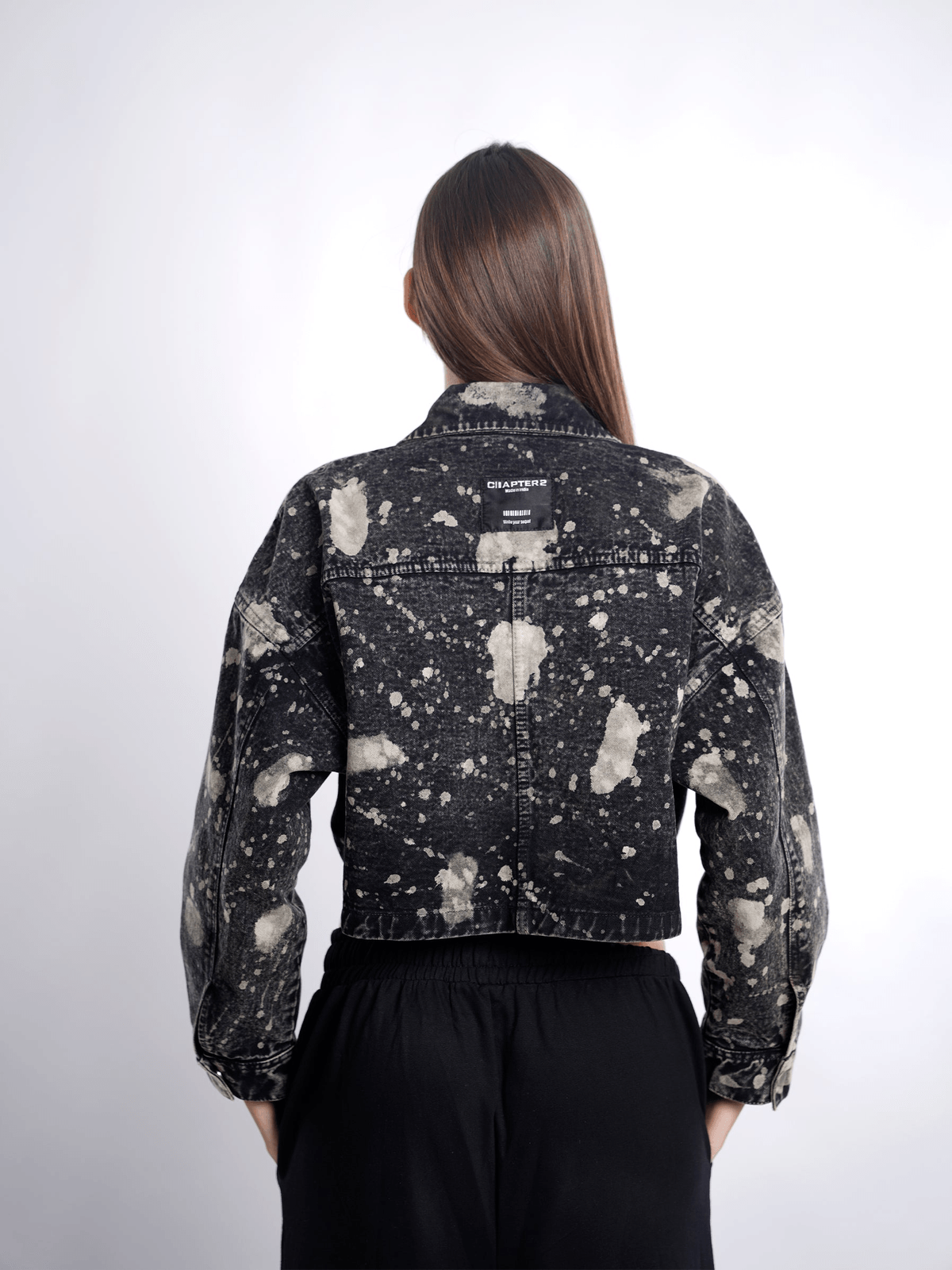 Black Hypo Denim Cropped Jacket - View 3 - Superr*