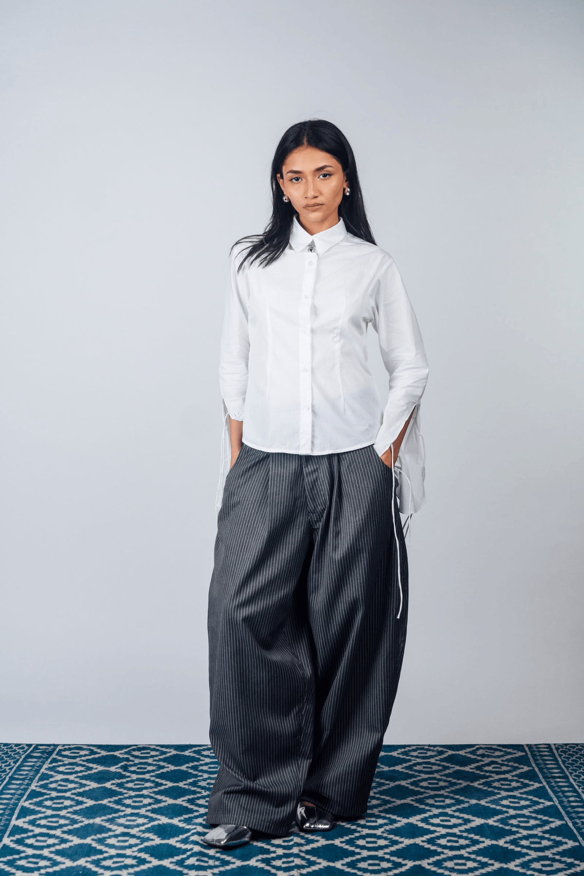 Really Wide Pants 'Grey Stripes' - View 3 - Superr*