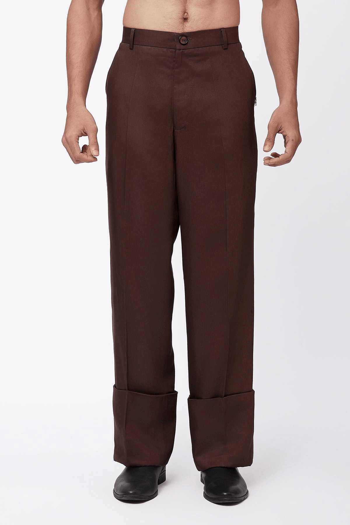 Core Folded Hem Trousers - Brown - View 2 - Superr*