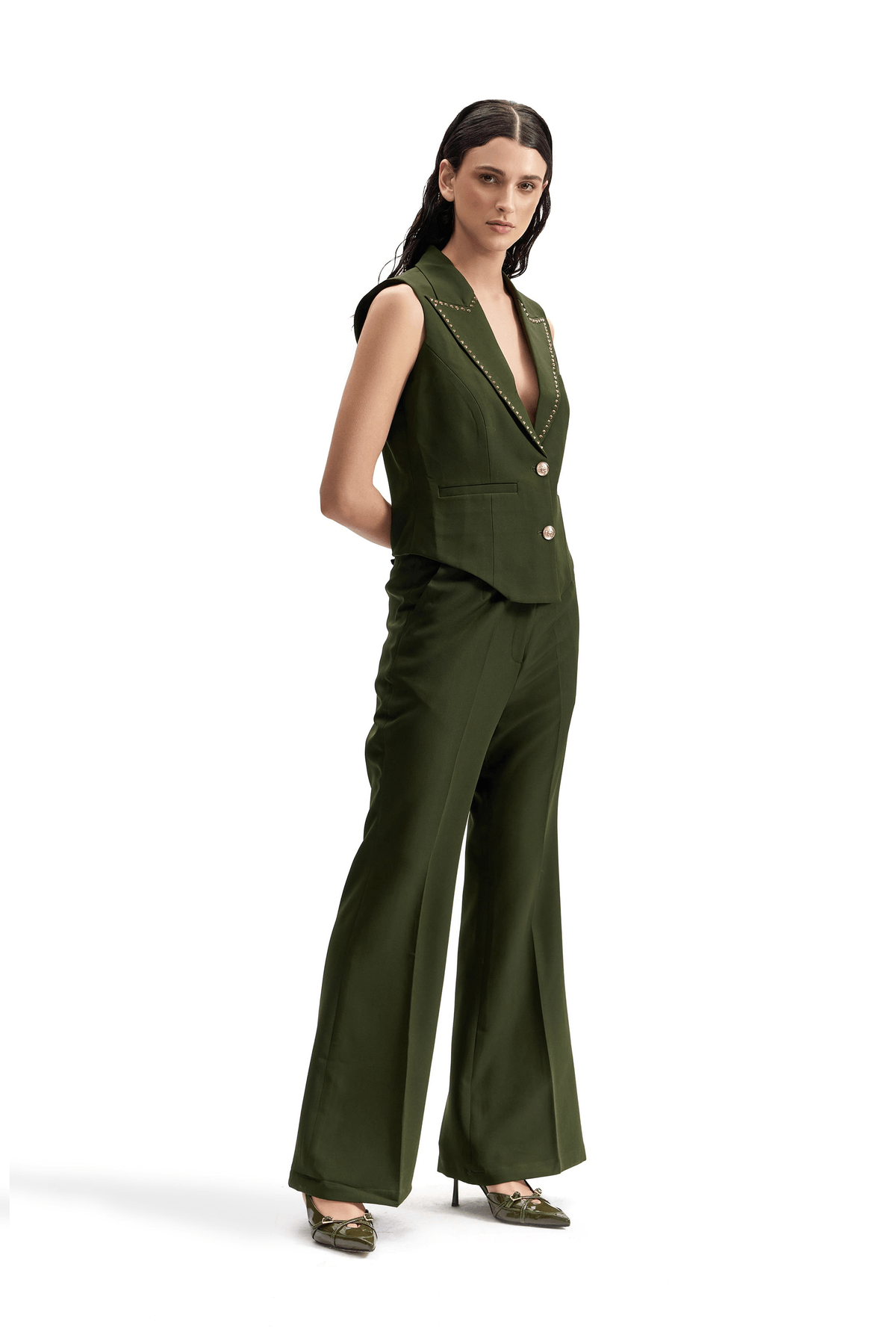 Studded lapel waistcoat set - View 4 - Superr*