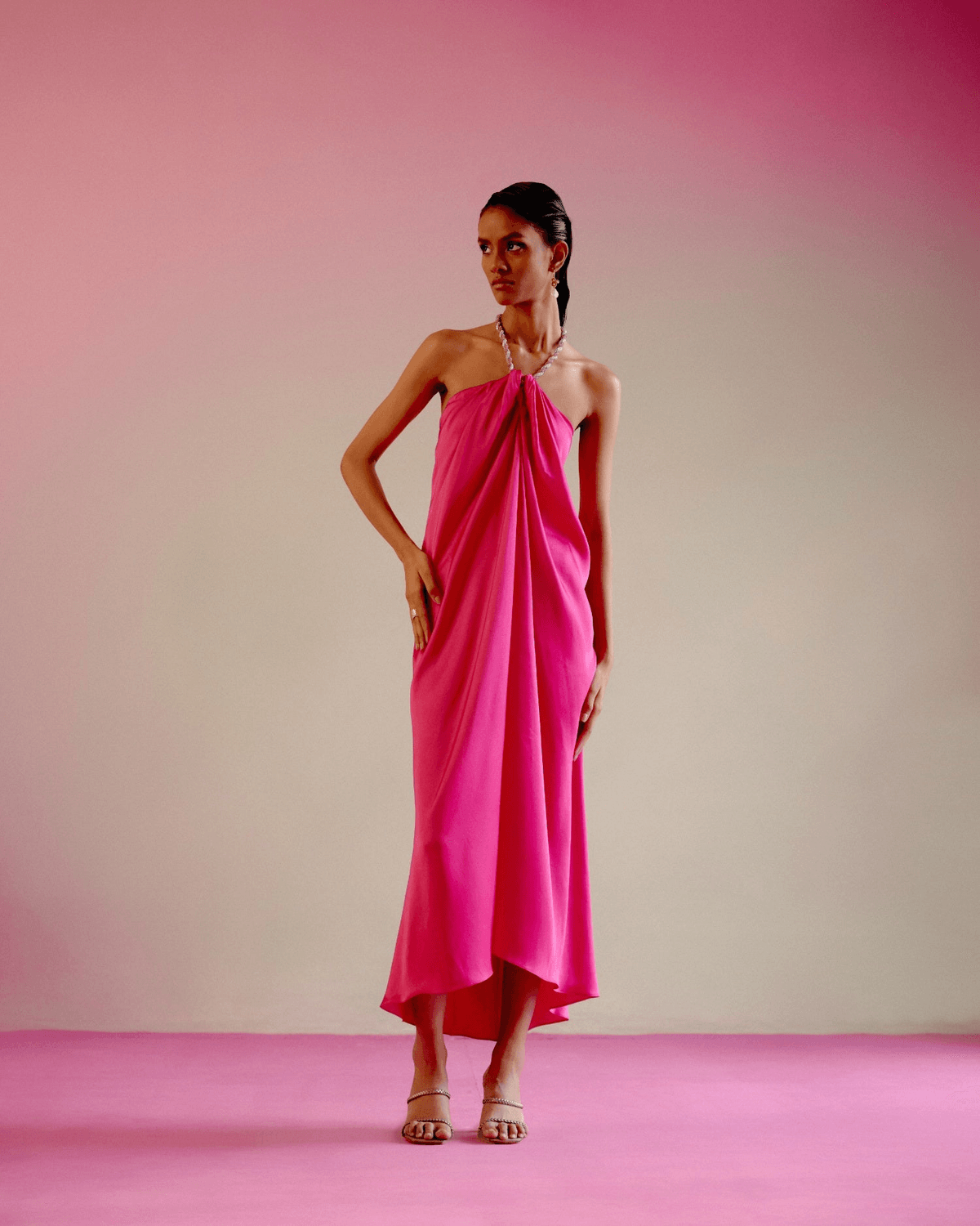 Pink rhinestone halter dress - View 2 - Superr*