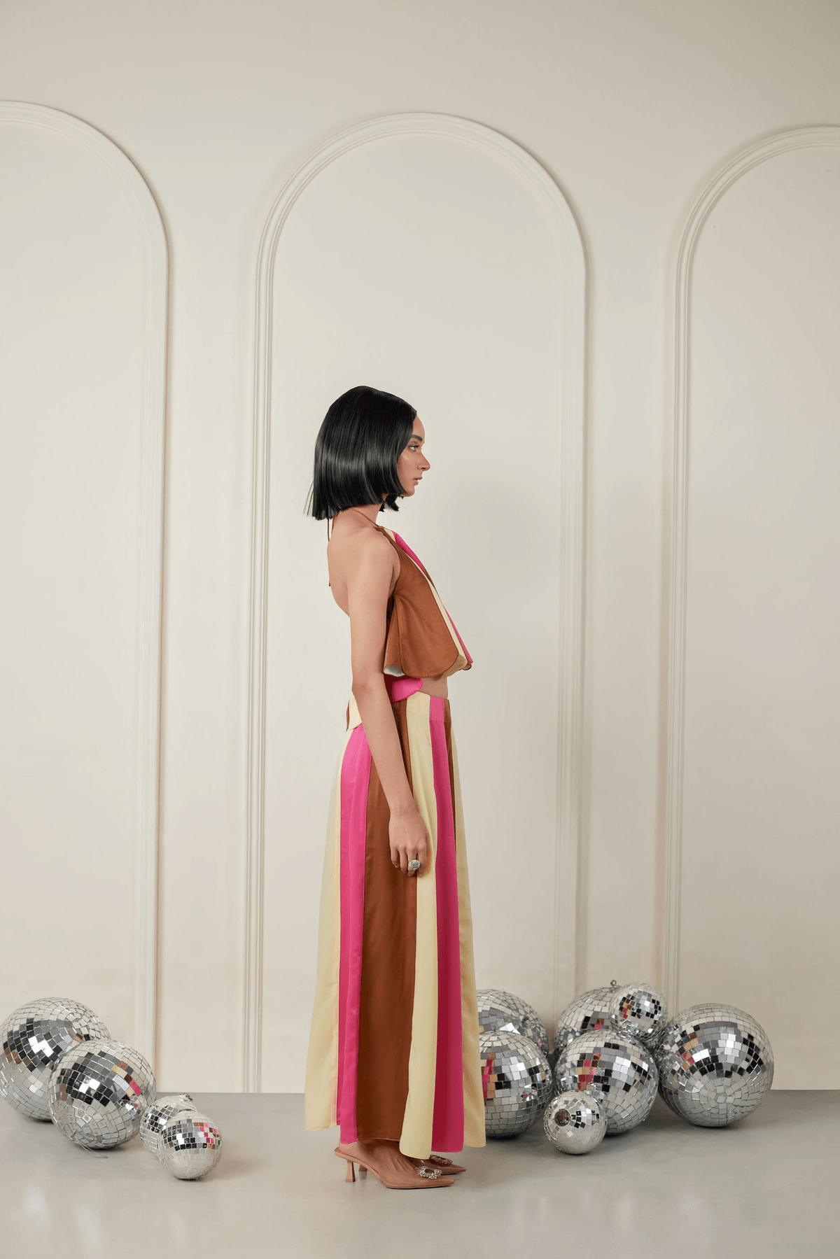 Patched Halterneck Top With Skirt Co-ord - View 2 - Superr*