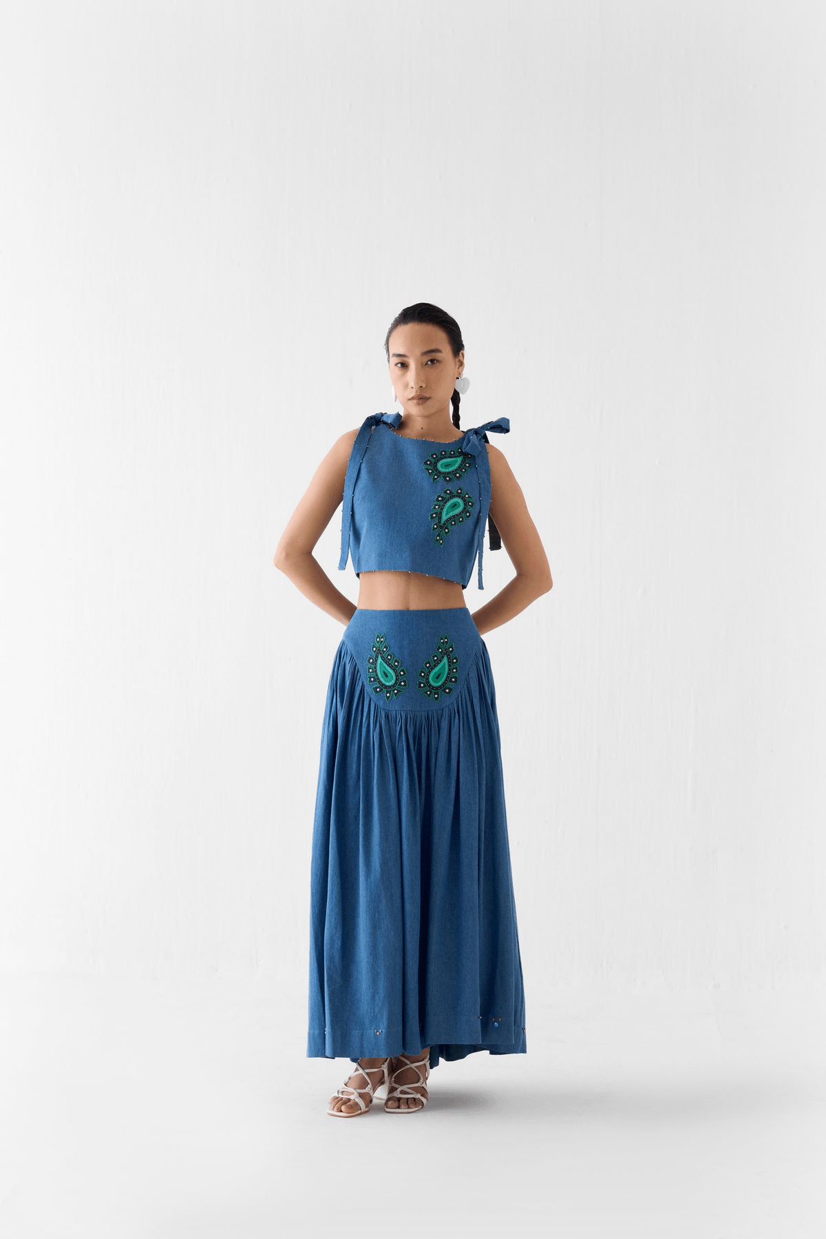 INDIGO CROP TOP & GATHERED SKIRT CO-ORD - View 2 - Superr*