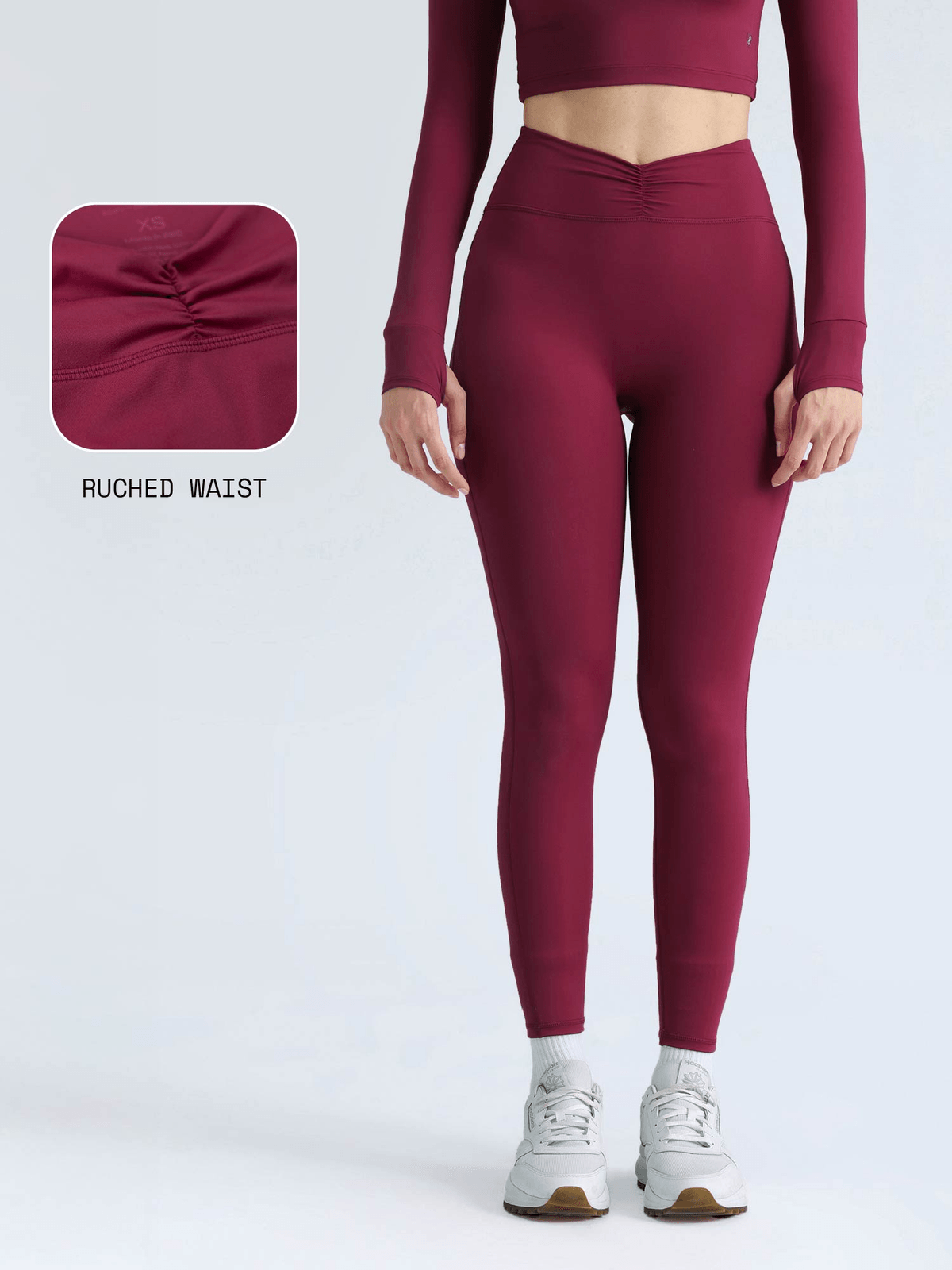 Berry Ruched Snug Leggings - View 3 - Superr*