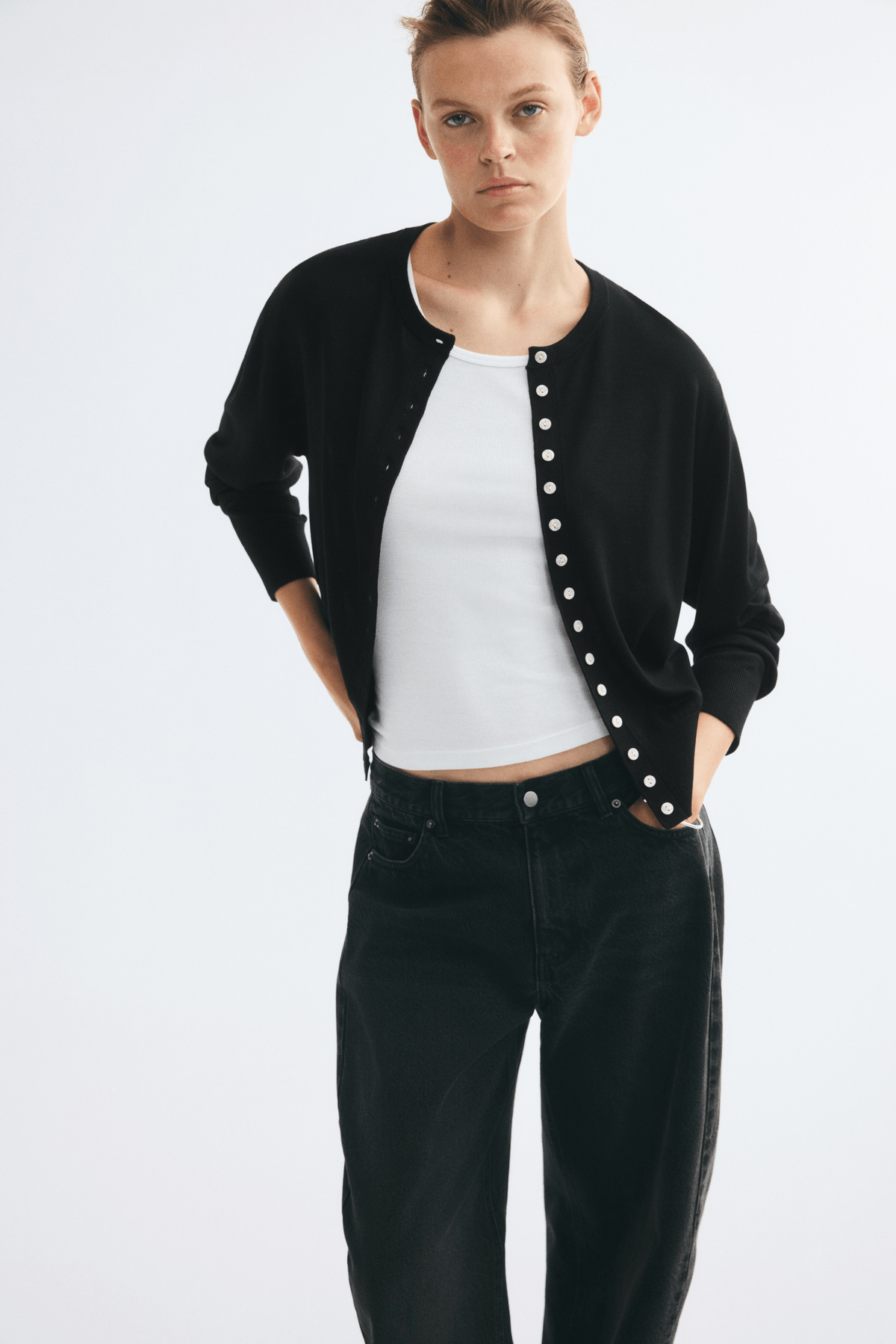 Women's Black Fine-knit cardigan - View 2 - Superr*