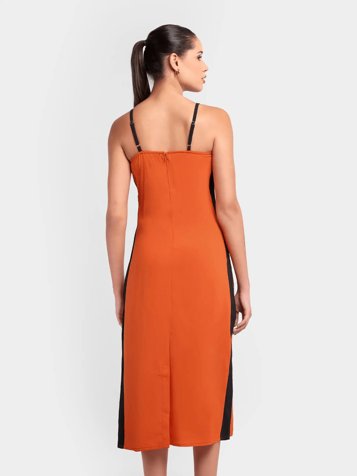 Contour Line Bodycon Dress - Orange - View 3 - Superr*