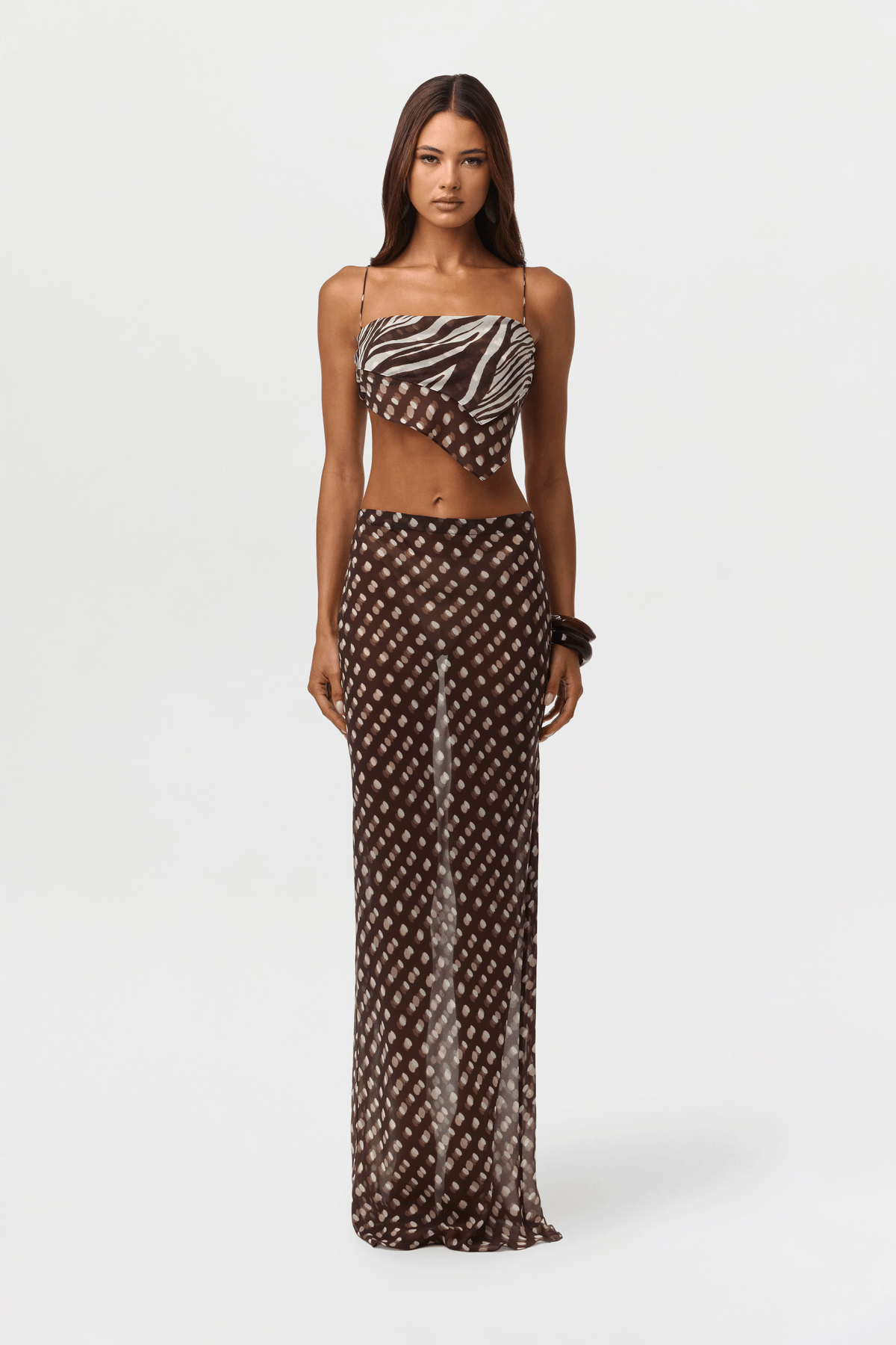 Chiffon Print Asymmetric Crop Top - View 2 - Superr*