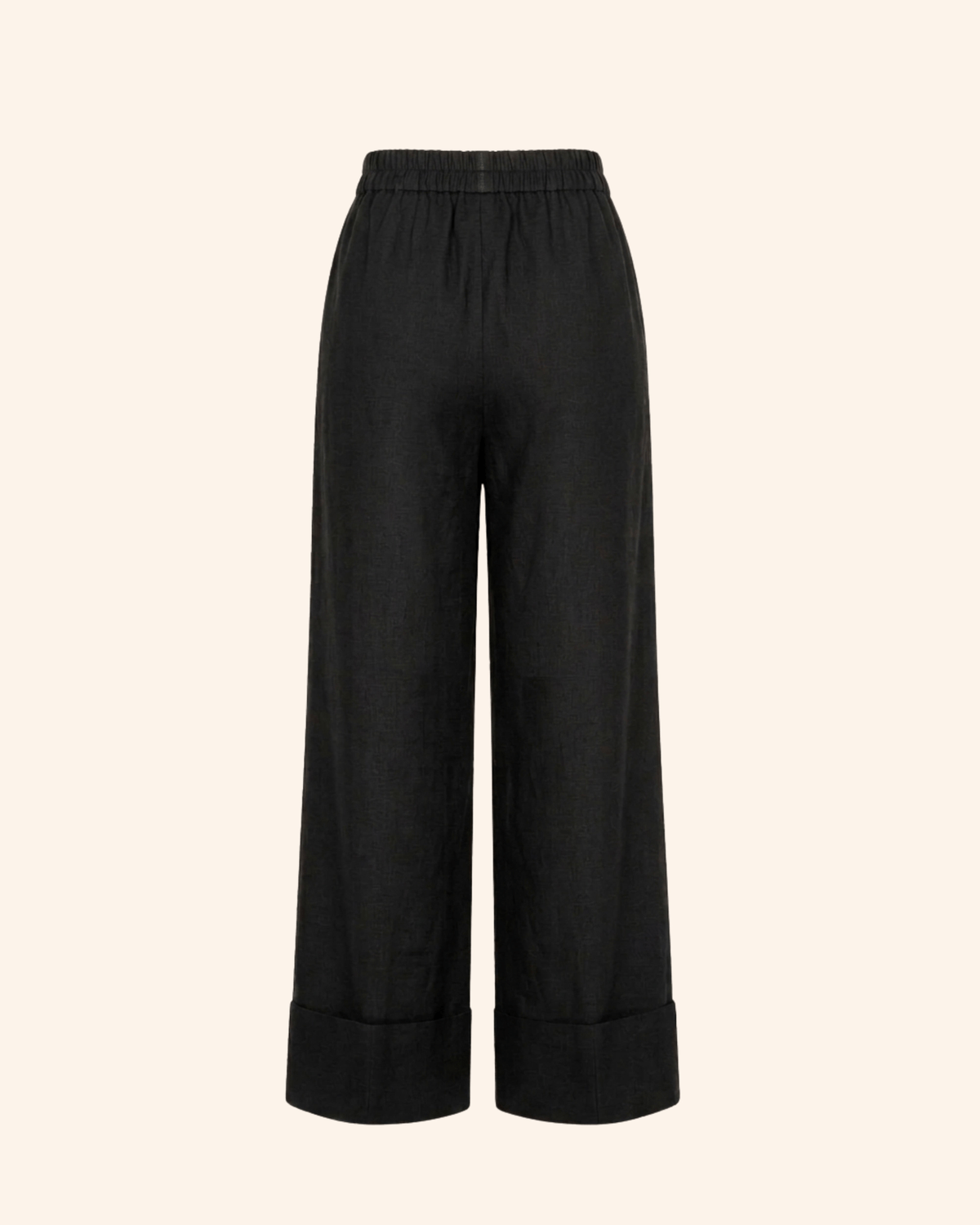 Black High Waist Pintuck Linen Pants - View 3 - Superr*