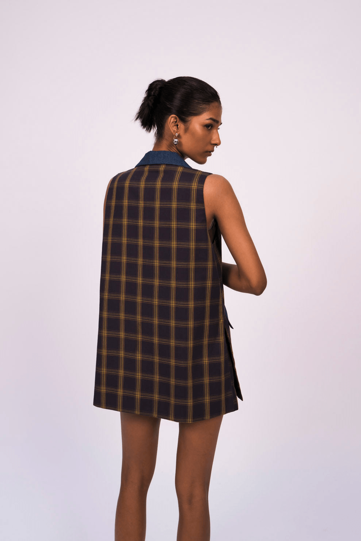 NAVY CHECK VEST - View 3 - Superr*