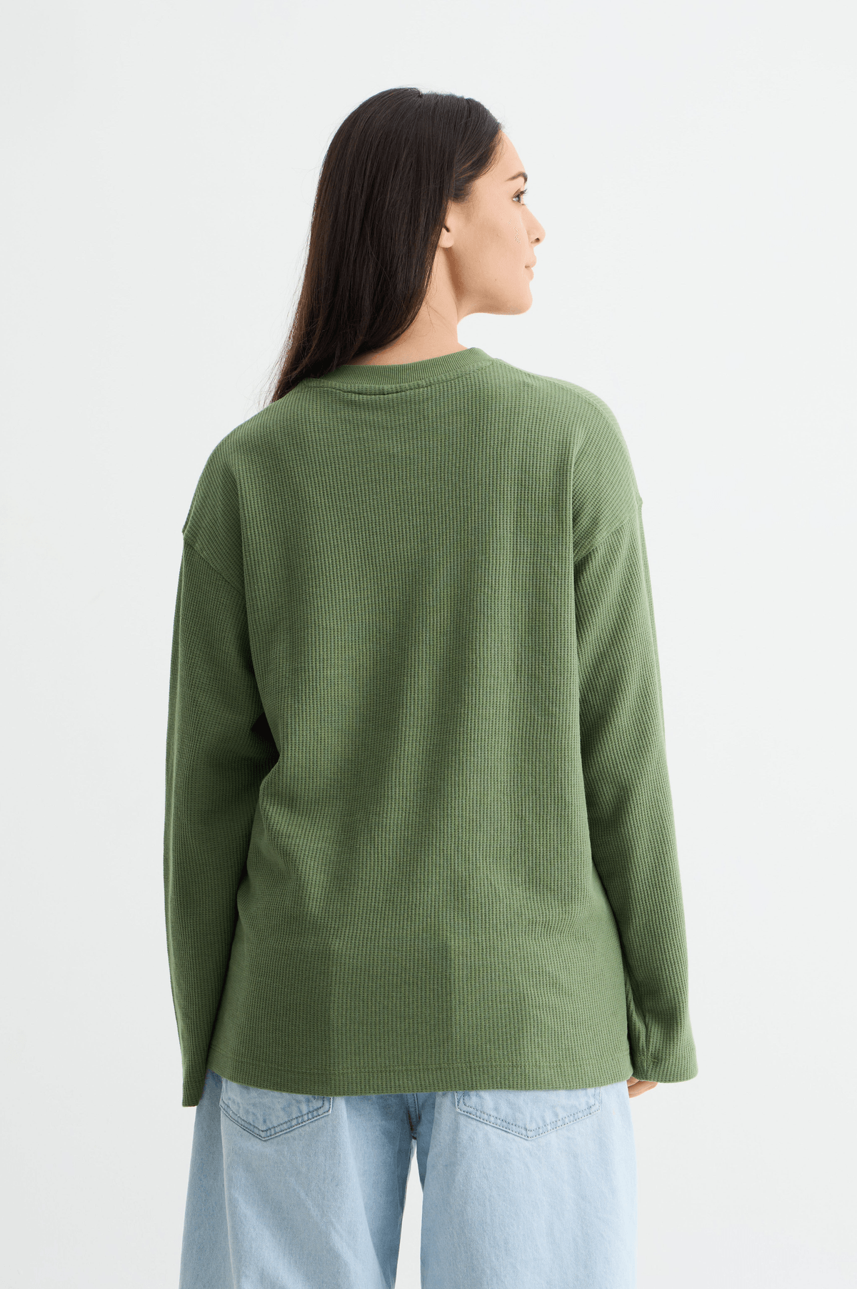Olive Waffle Full Sleeve T-shirt - View 3 - Superr*