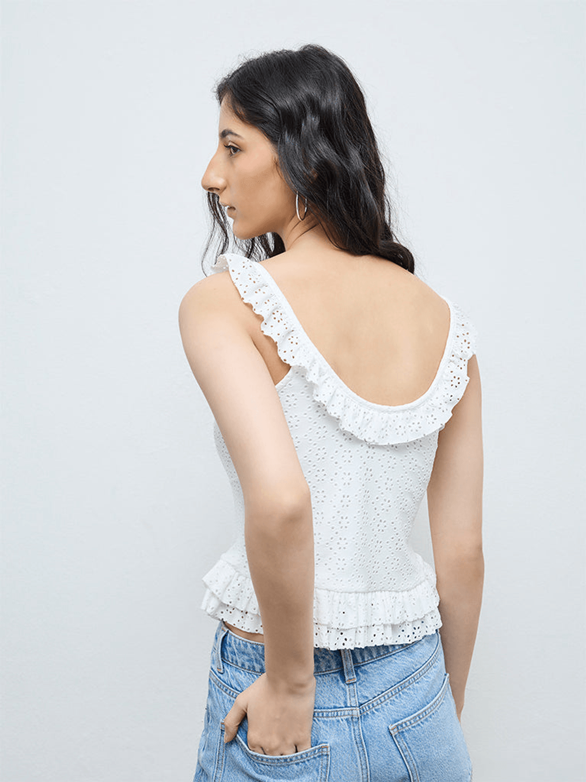 Nuon White Schiffli Embroidered Top - View 4 - Superr*
