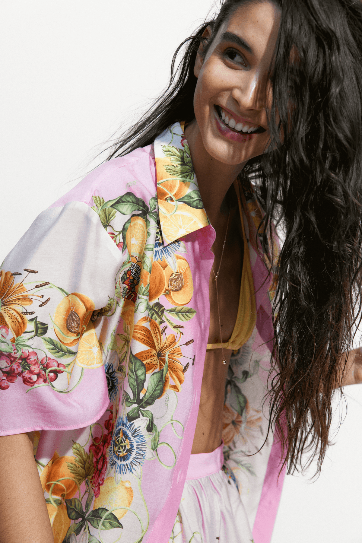 Women's Pink/Lemons Oversized printed shirt - View 4 - Superr*