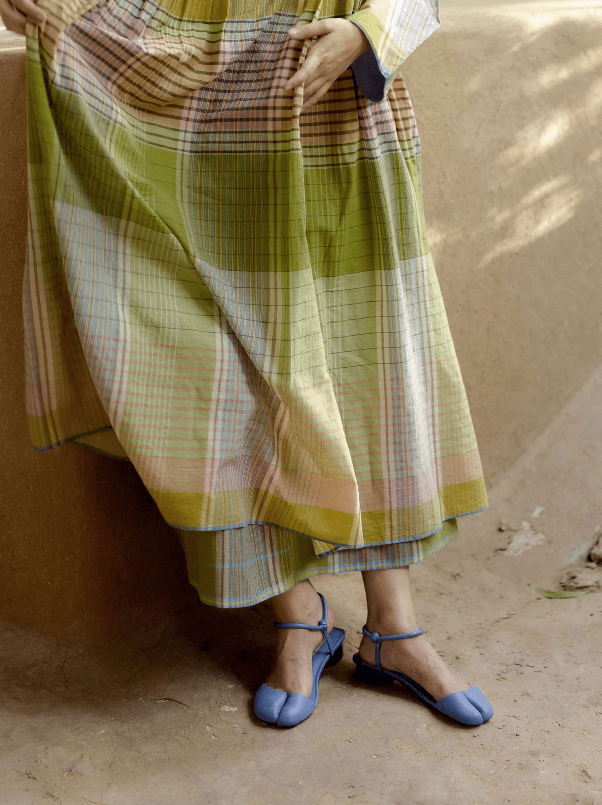 TABI Heel - Blue Ankle Tie - View 3 - Superr*