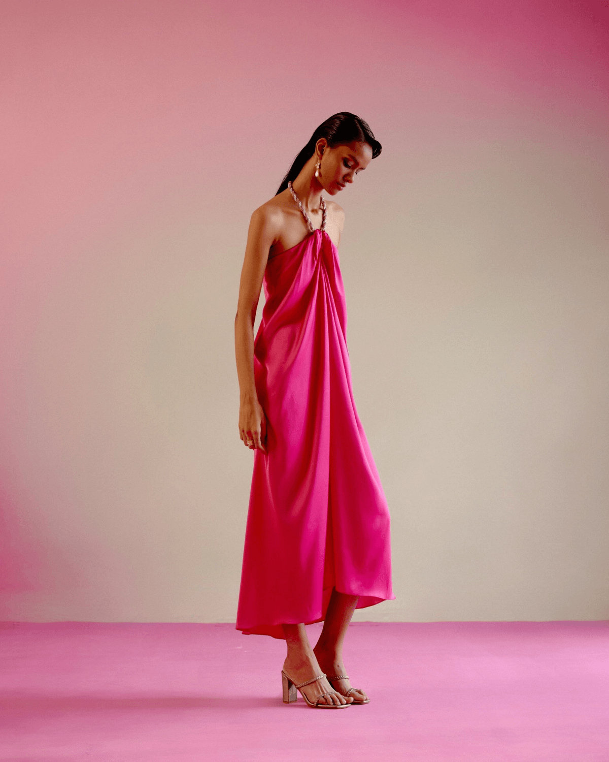 Pink rhinestone halter dress - View 3 - Superr*