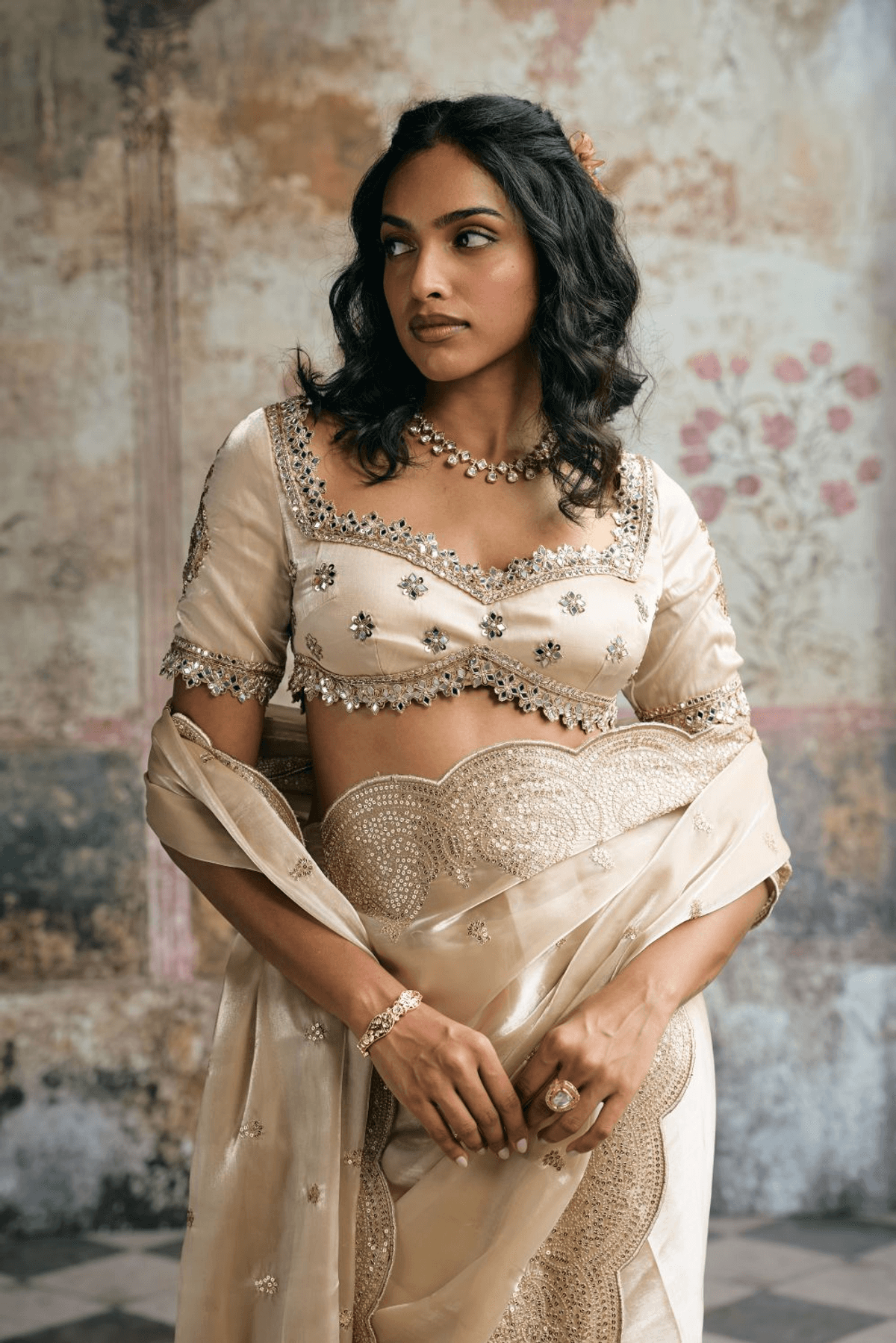 Aarzoo Champagne Gold Saree - View 3 - Superr*
