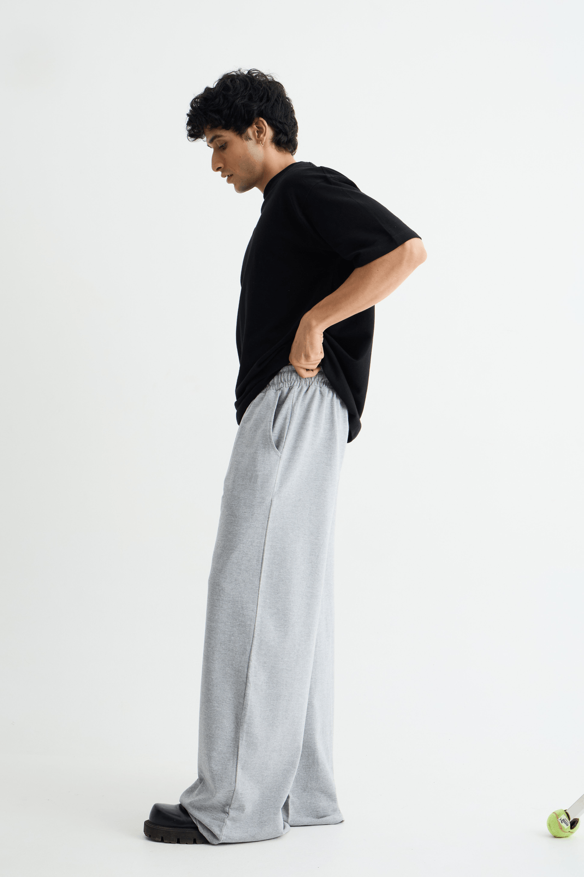 Grey Melange Baggy Joggers - View 2 - Superr*