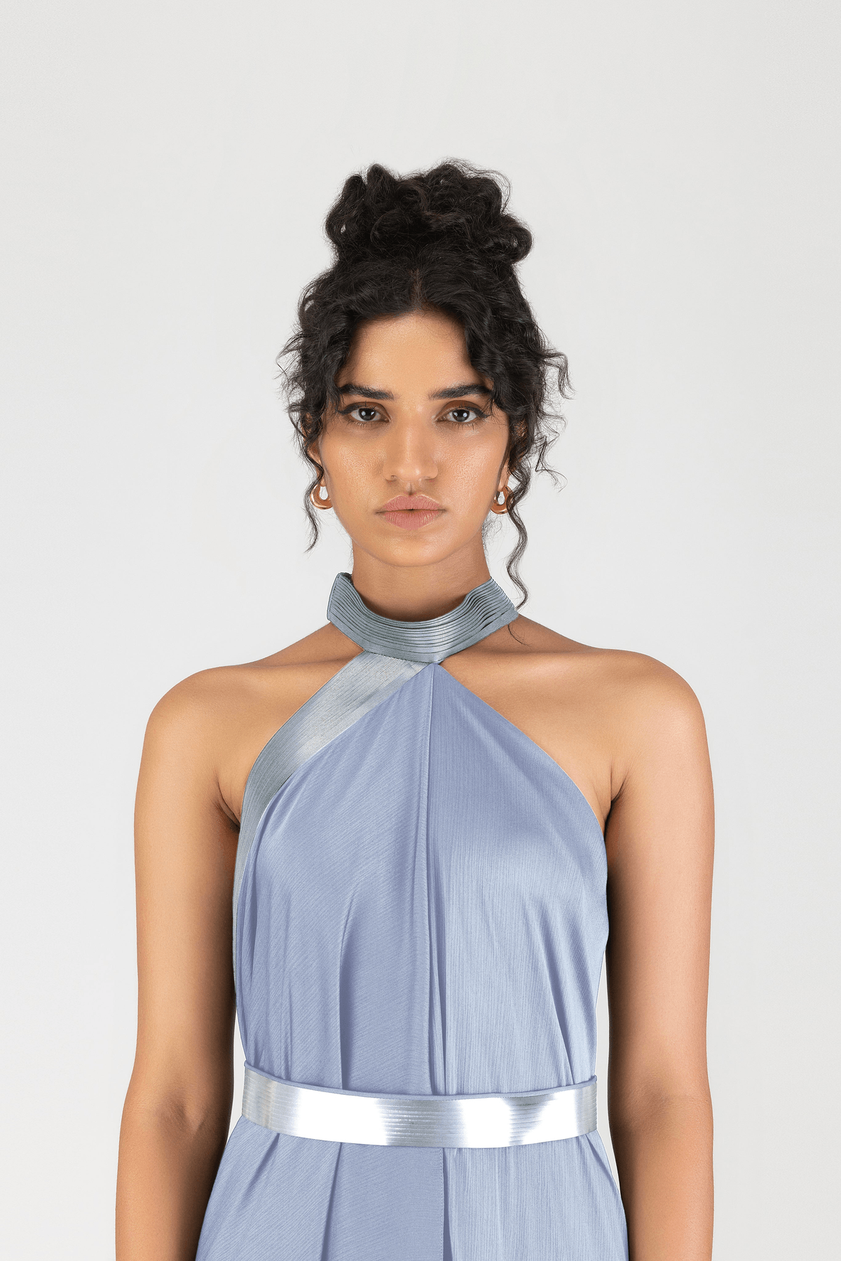 Metallic Halter Fluid Dress - View 2 - Superr*