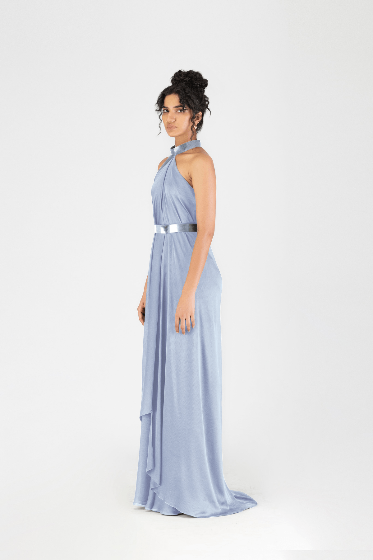 Metallic Halter Fluid Dress - View 3 - Superr*