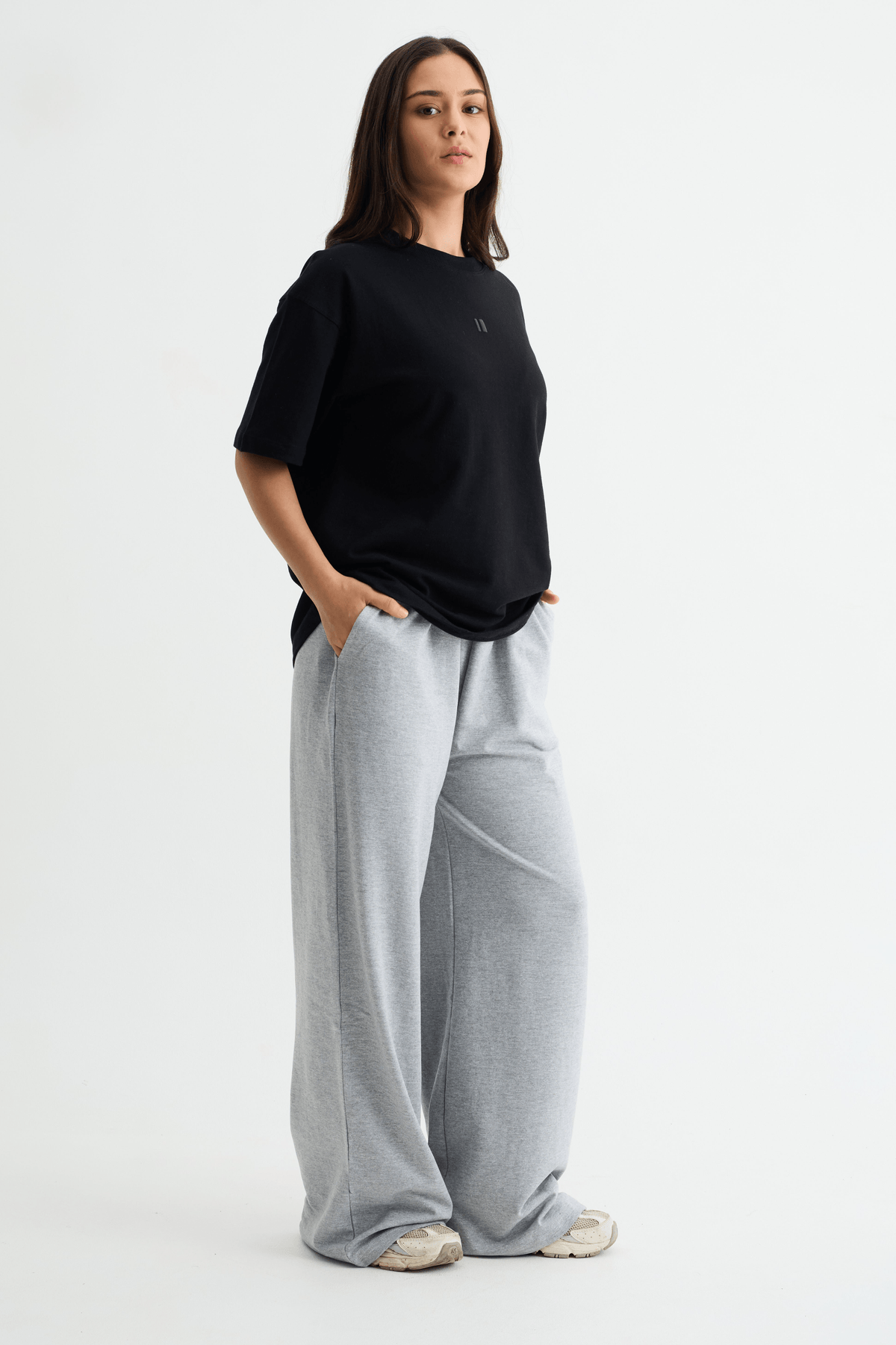 Grey Melange Baggy Joggers - View 3 - Superr*