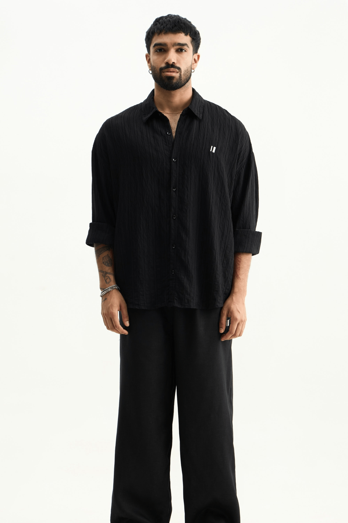 Black Raasta Striped Shirt - View 3 - Superr*