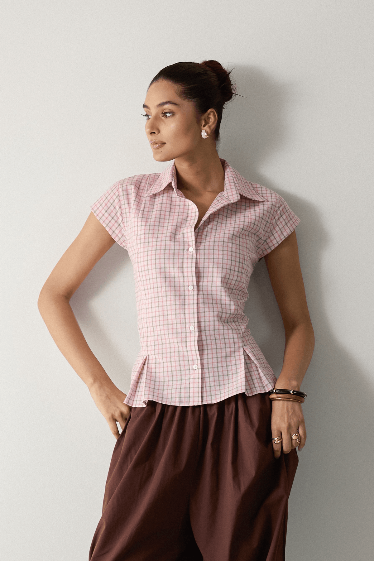 The Pleated Cinch Shirt- Pink - View 2 - Superr*