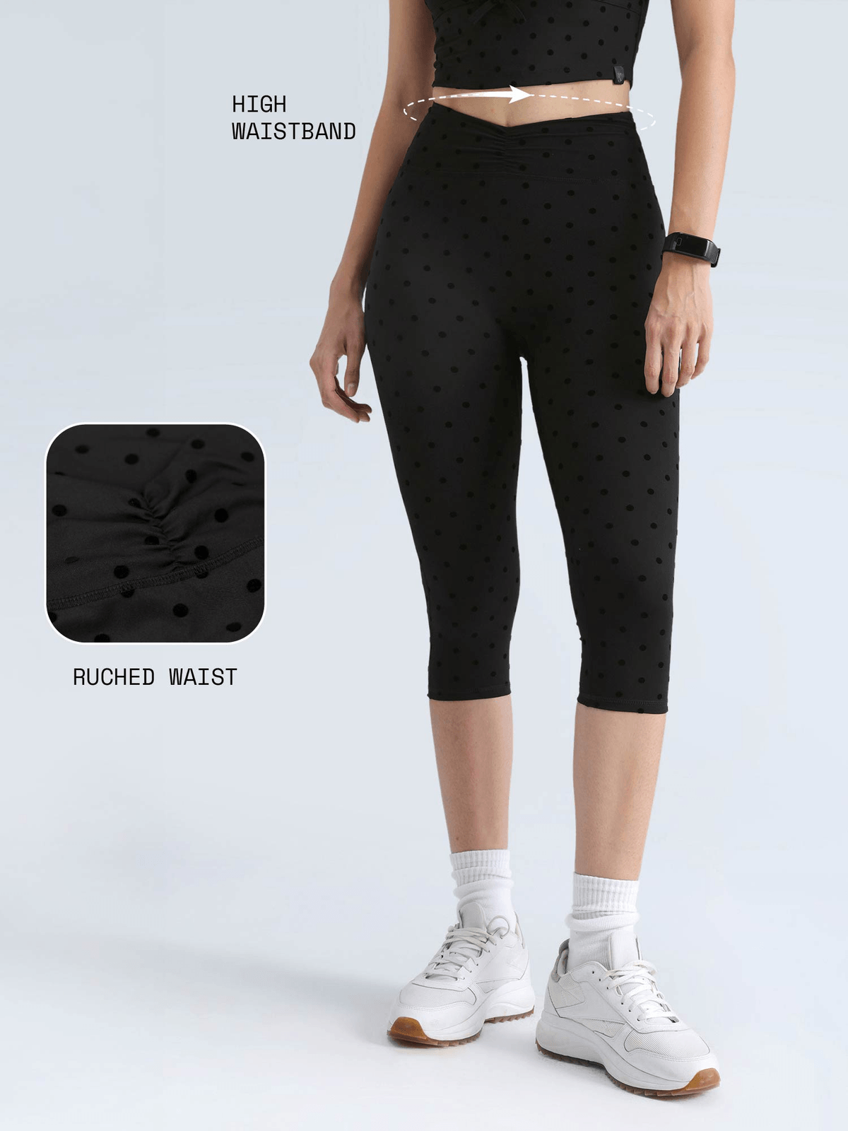 Black Polka Ruched Capri - View 3 - Superr*