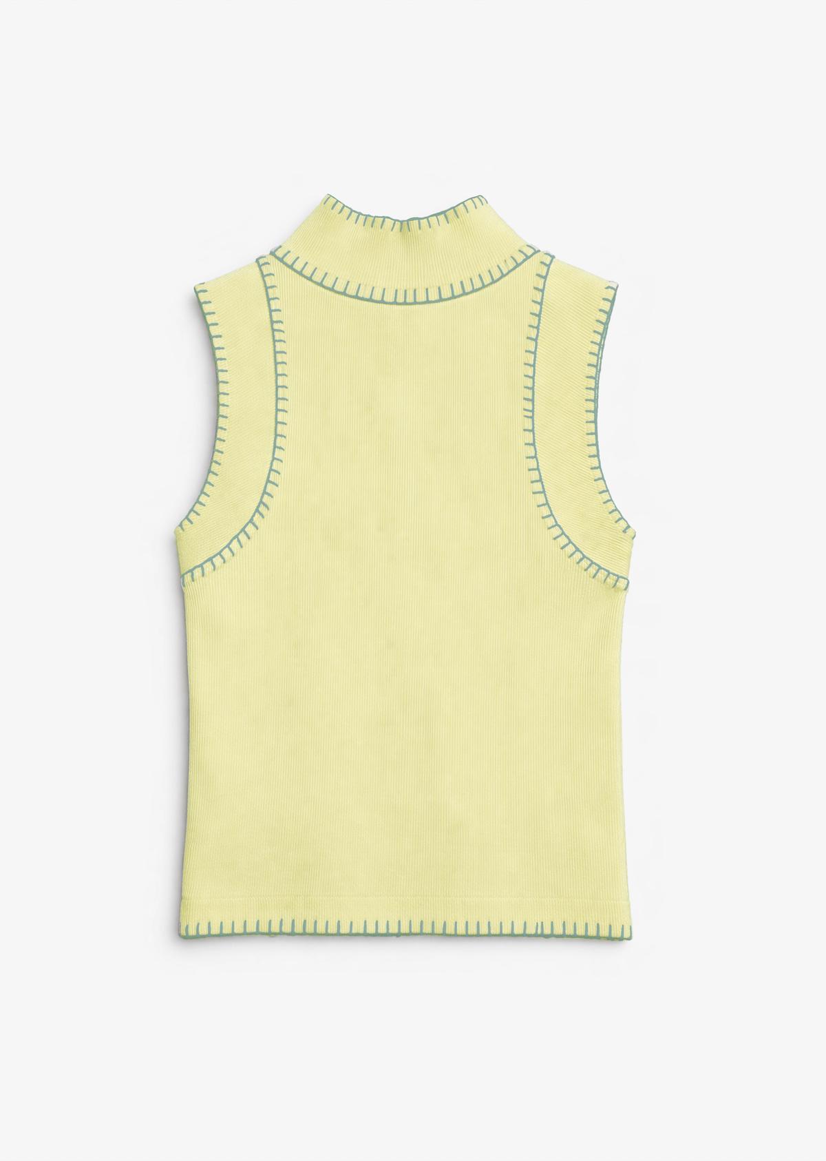 Yellow Contrast Stitch Ribbed  Top - View 2 - Superr*
