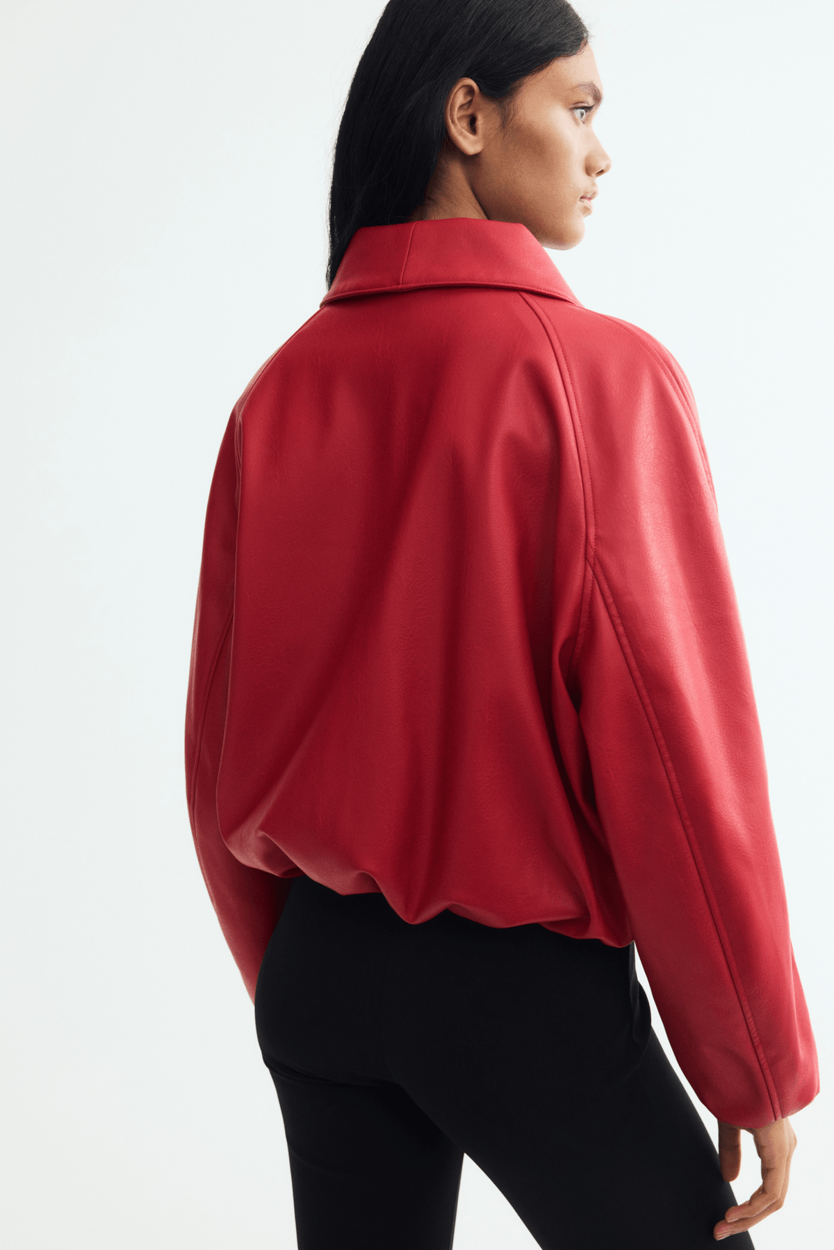 Women's Bright red Coated shawl-collared jacket - View 4 - Superr*