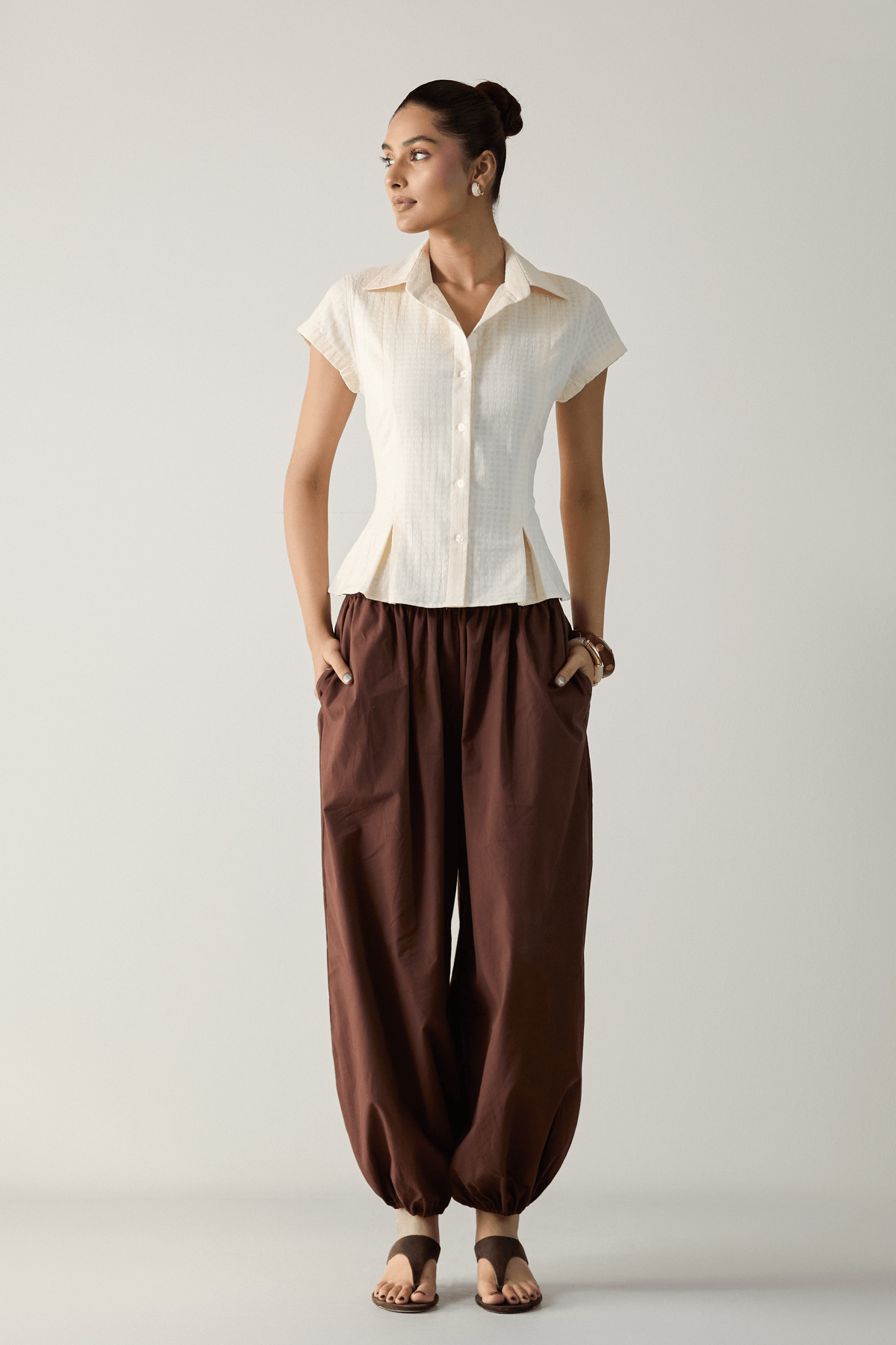 The Pleated Cinch Shirt- Butter White - View 3 - Superr*