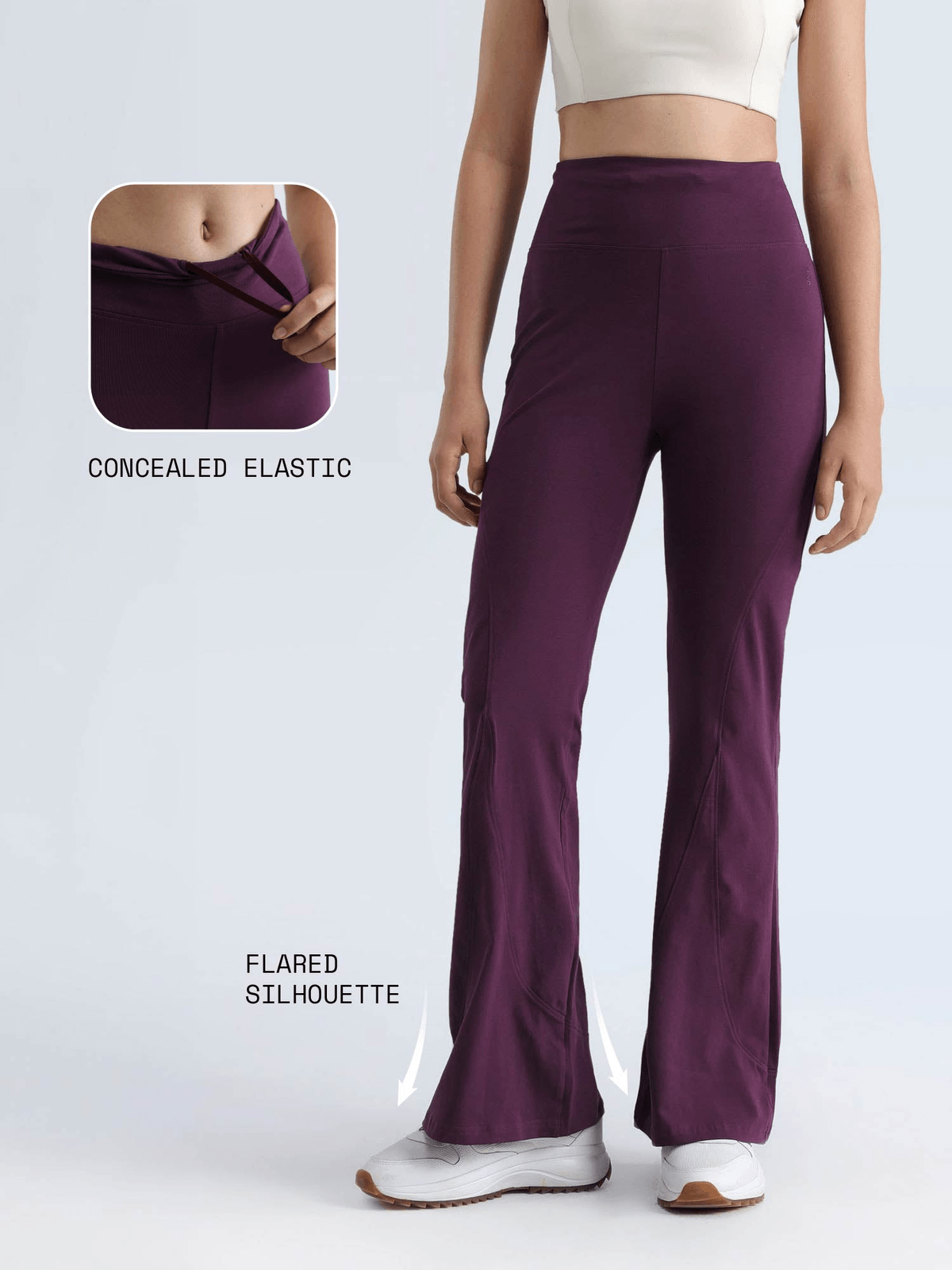Plum Cotton Flared Leggings - View 3 - Superr*