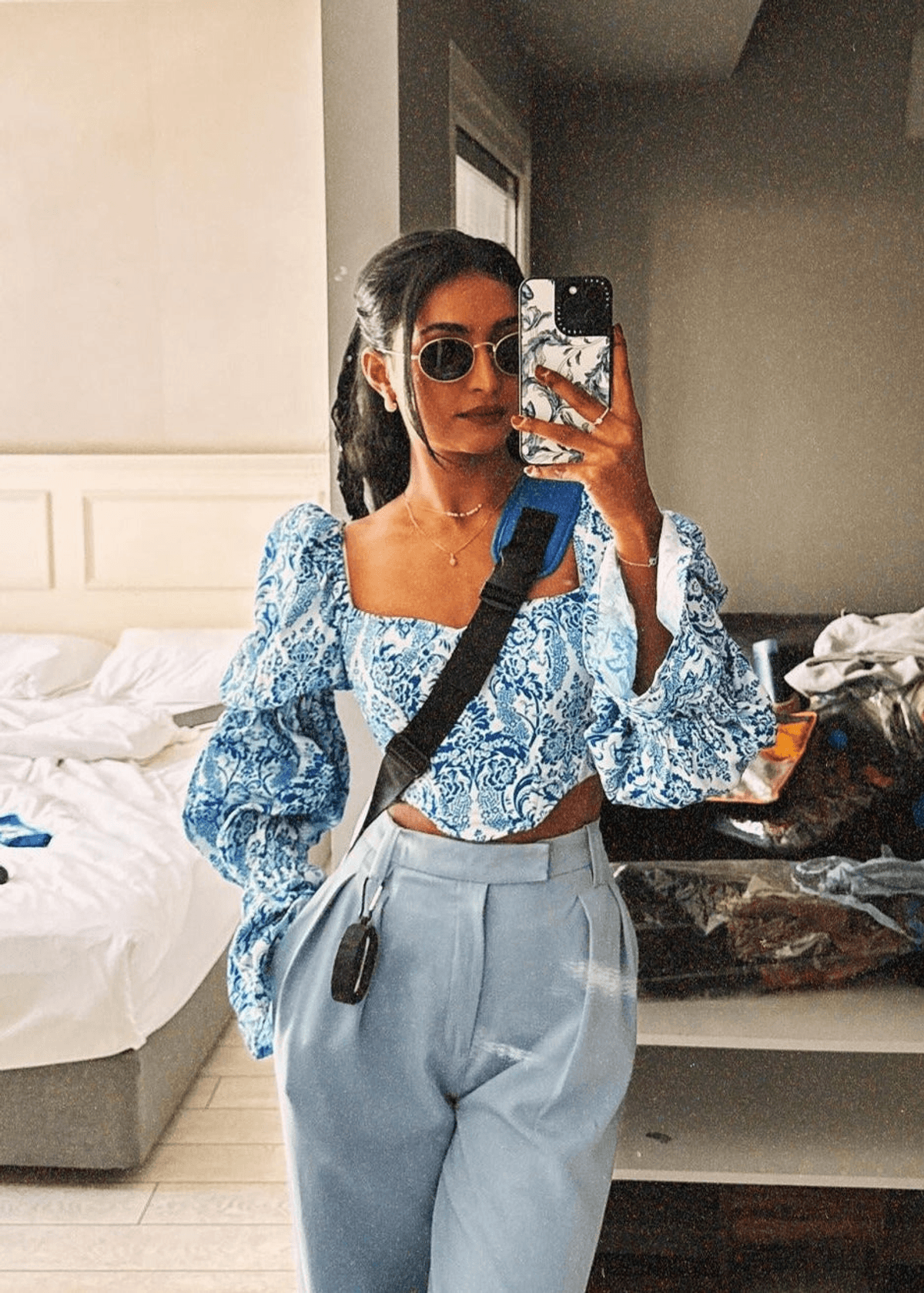 Yelena Blue and White Corset and Pants Set CL - View 2 - Superr*